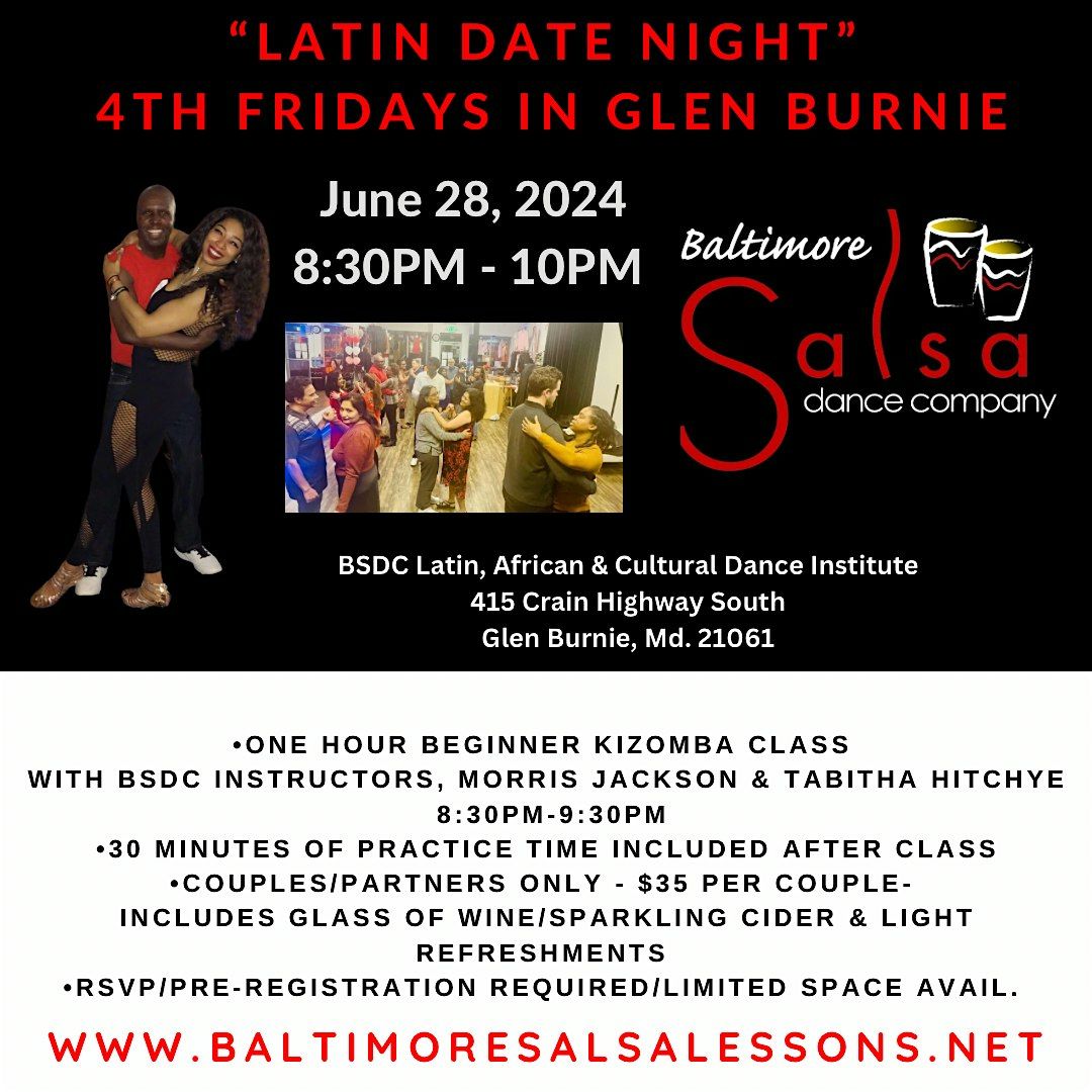 4th Fridays- Monthly Date Night with  Kizomba Lessons in Glen Burnie!