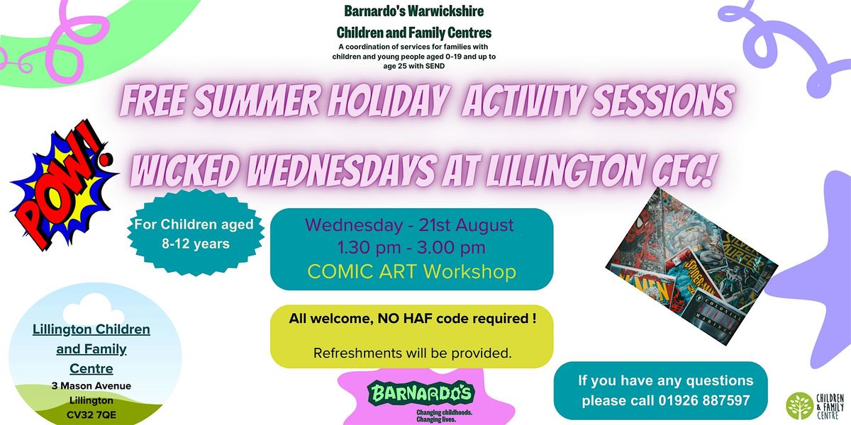 Comic Art Workshop-  Activity for children aged 8-12 years- Lillington CFC