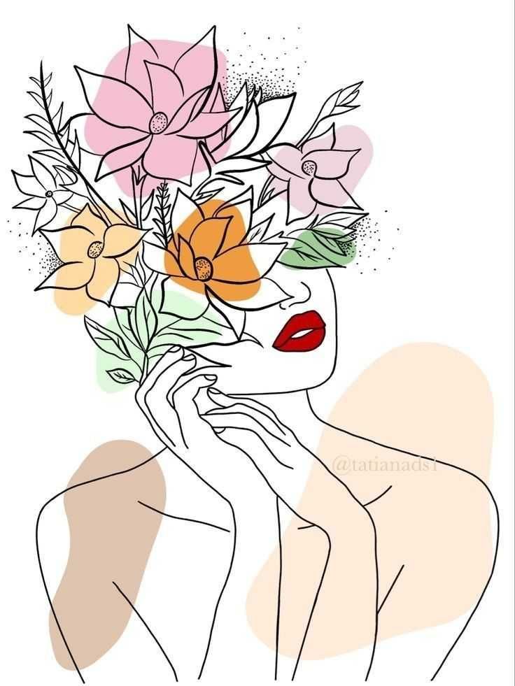 Ap\u00e9ro aquarelle: Woman & flowers