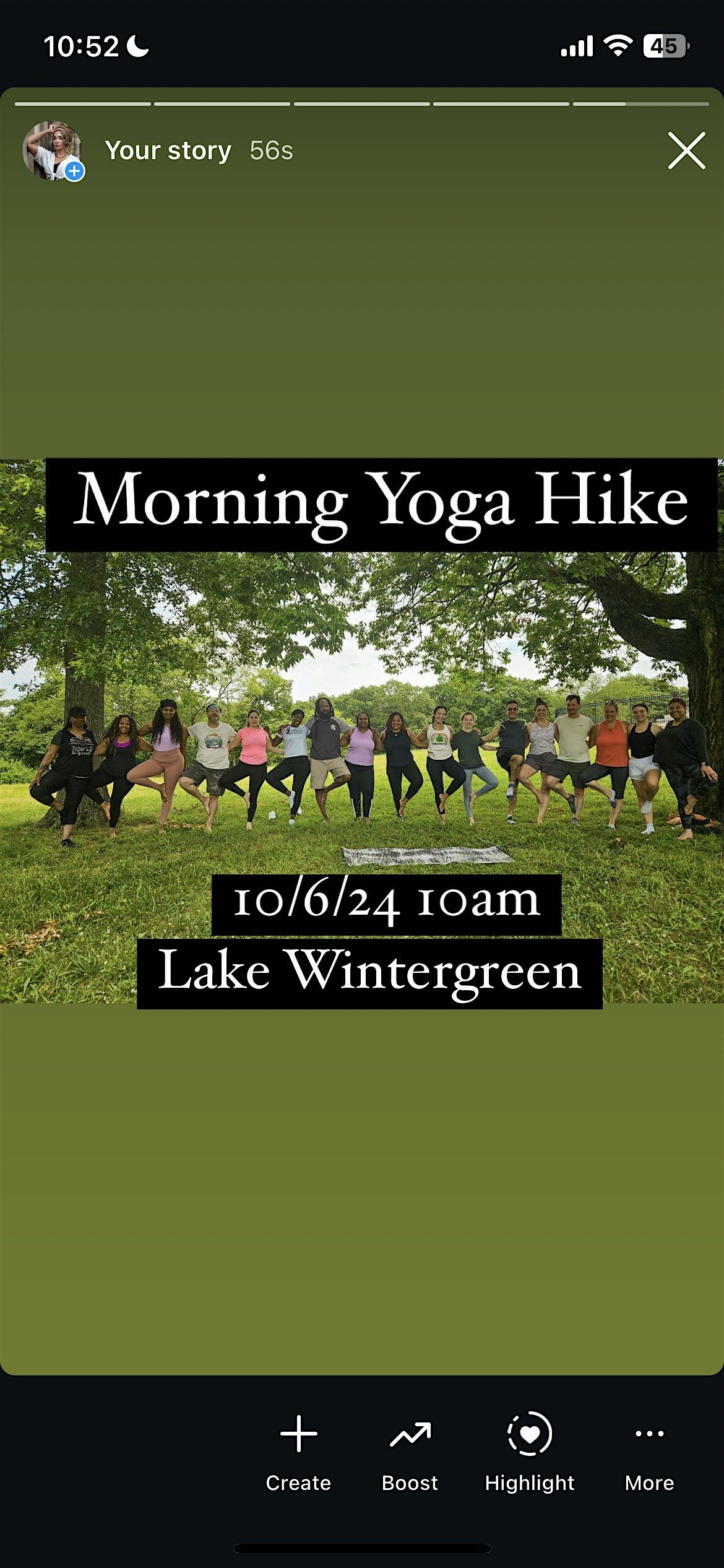 Morning Yoga Hike @Lake Wintergreen