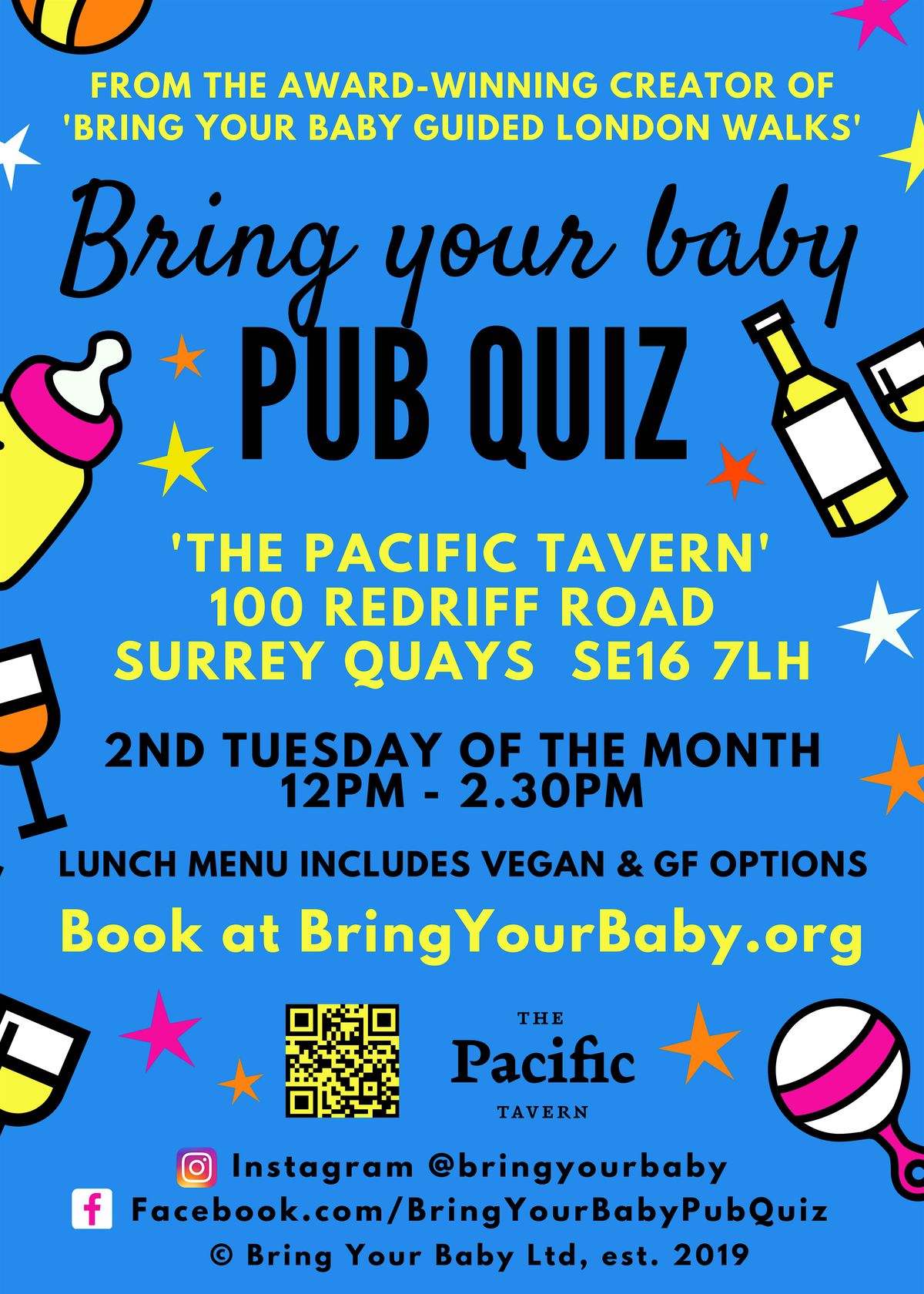 BRING YOUR BABY PUB QUIZ @ Pacific Tavern SURREY QUAYS, CANADA WATER (SE16)