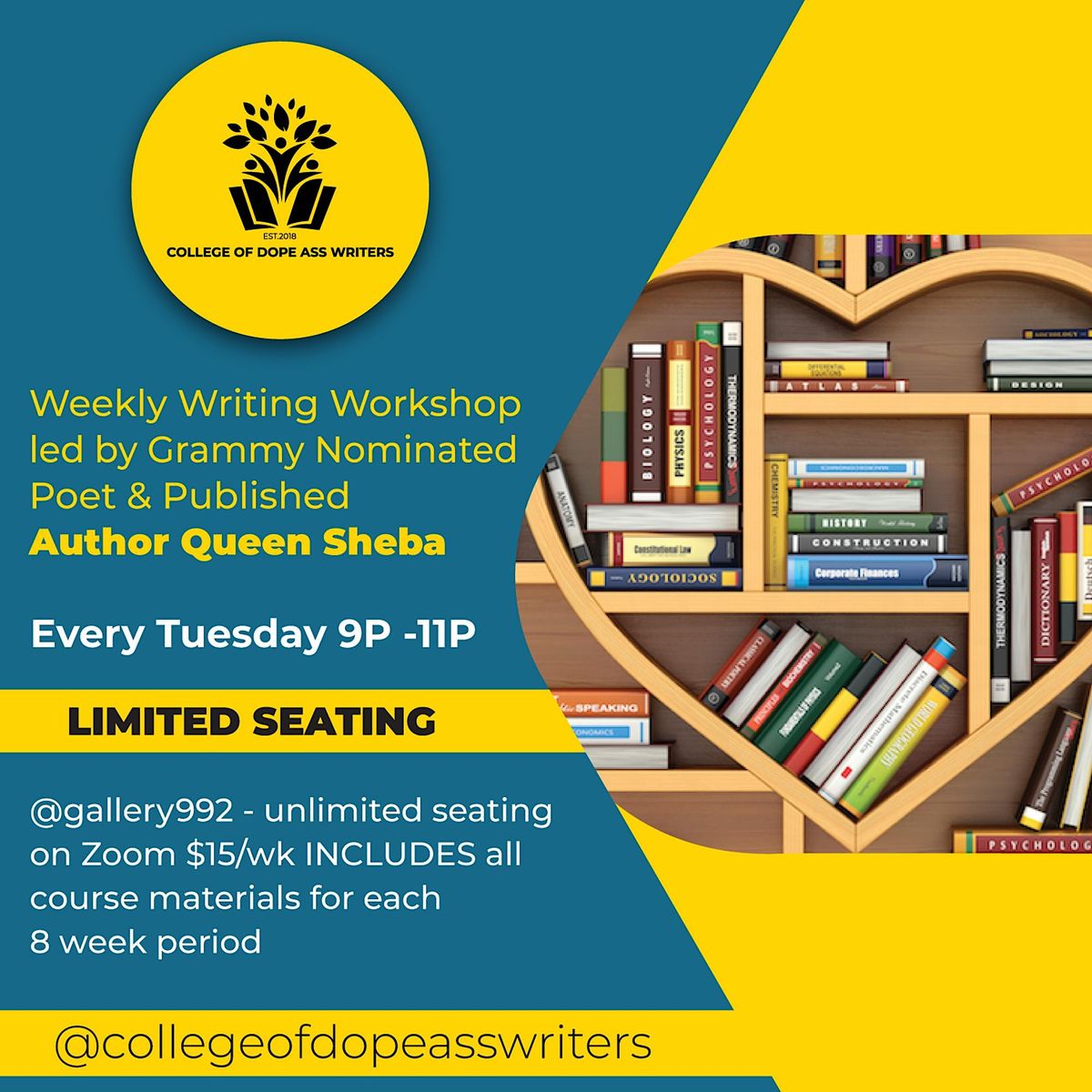 Dope Program College of Dope A$$ Writers Mentorship Program w/CAU Prof Poet Queen ...