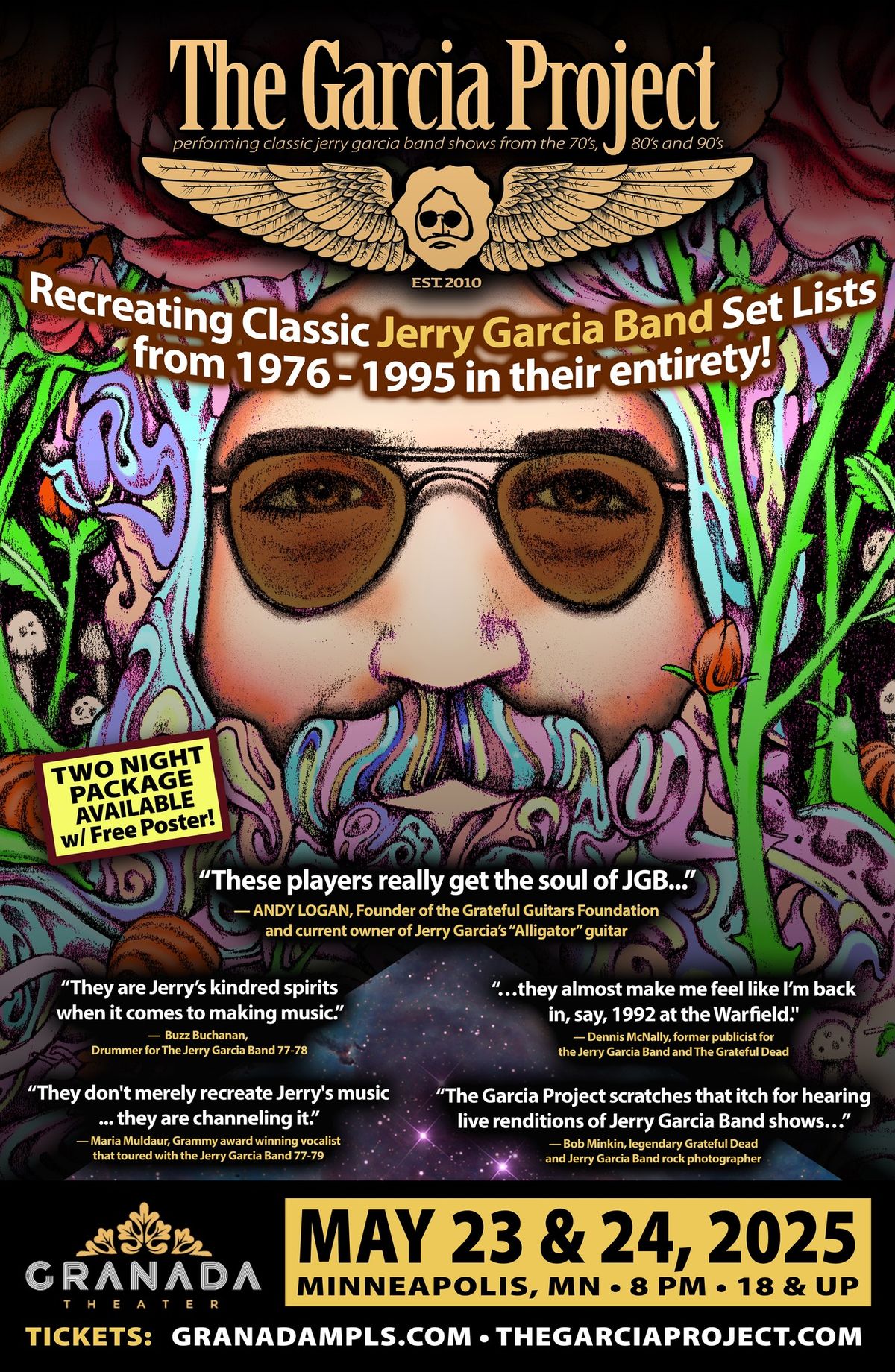 LIVE Jerry Garcia Band Setlists with The Garcia Project: 2 Nights 2 Eras. Friday and 2 Night Packs.