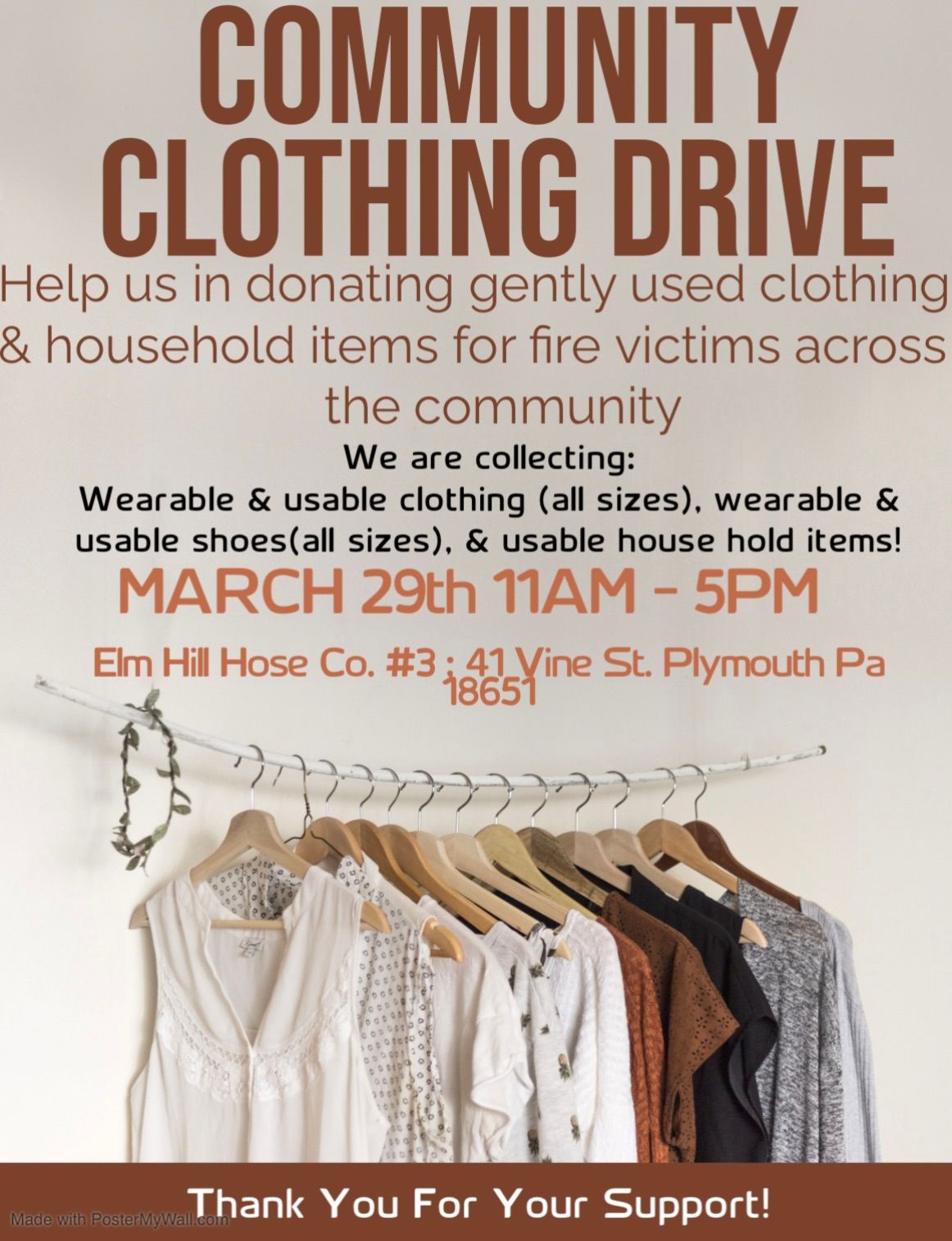 Elm Hill Hose Co.#3\u2019s 1st annual clothing drive 