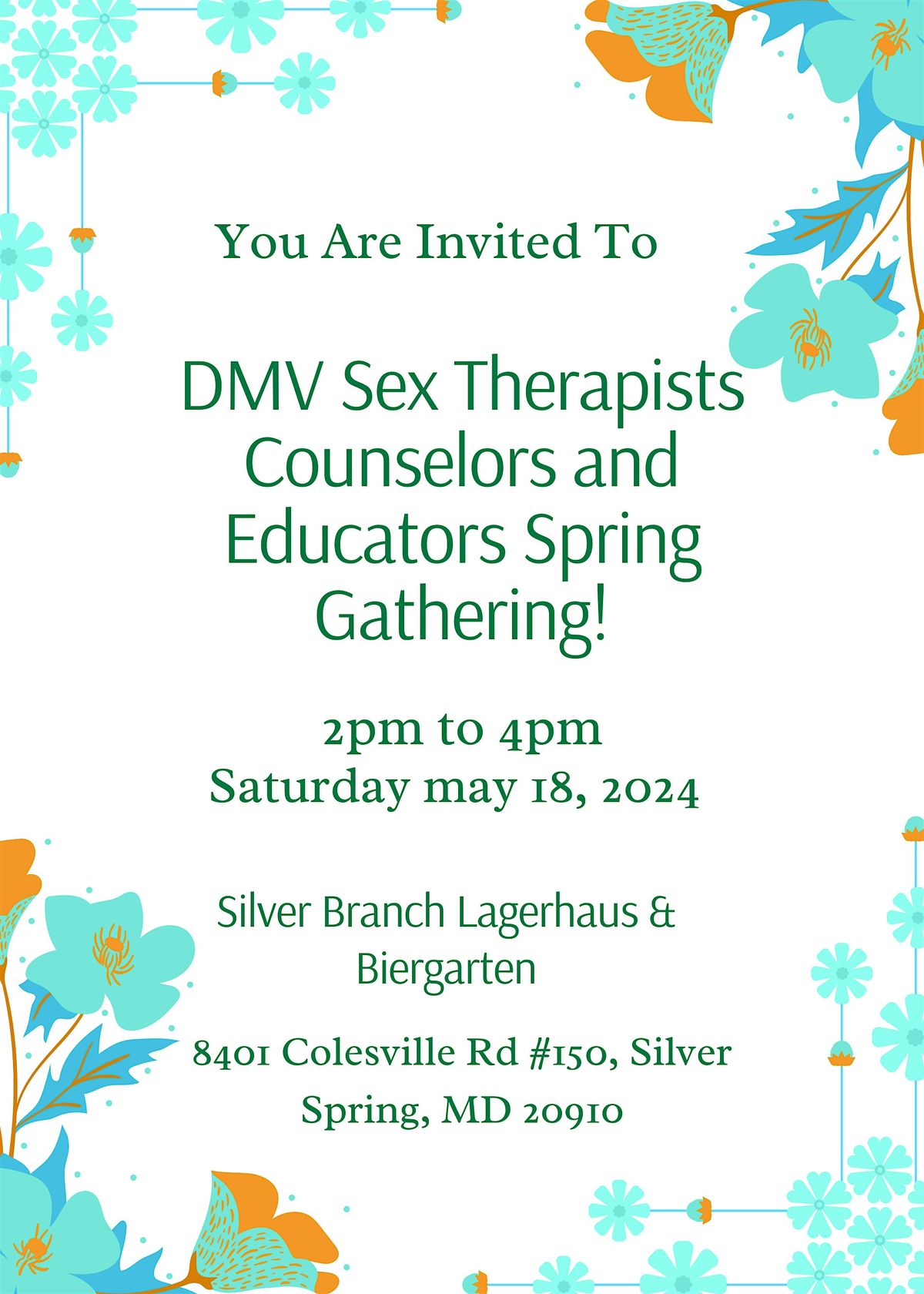 DMV Area Sex Therapist, Counselors and Educators Spring Gathering