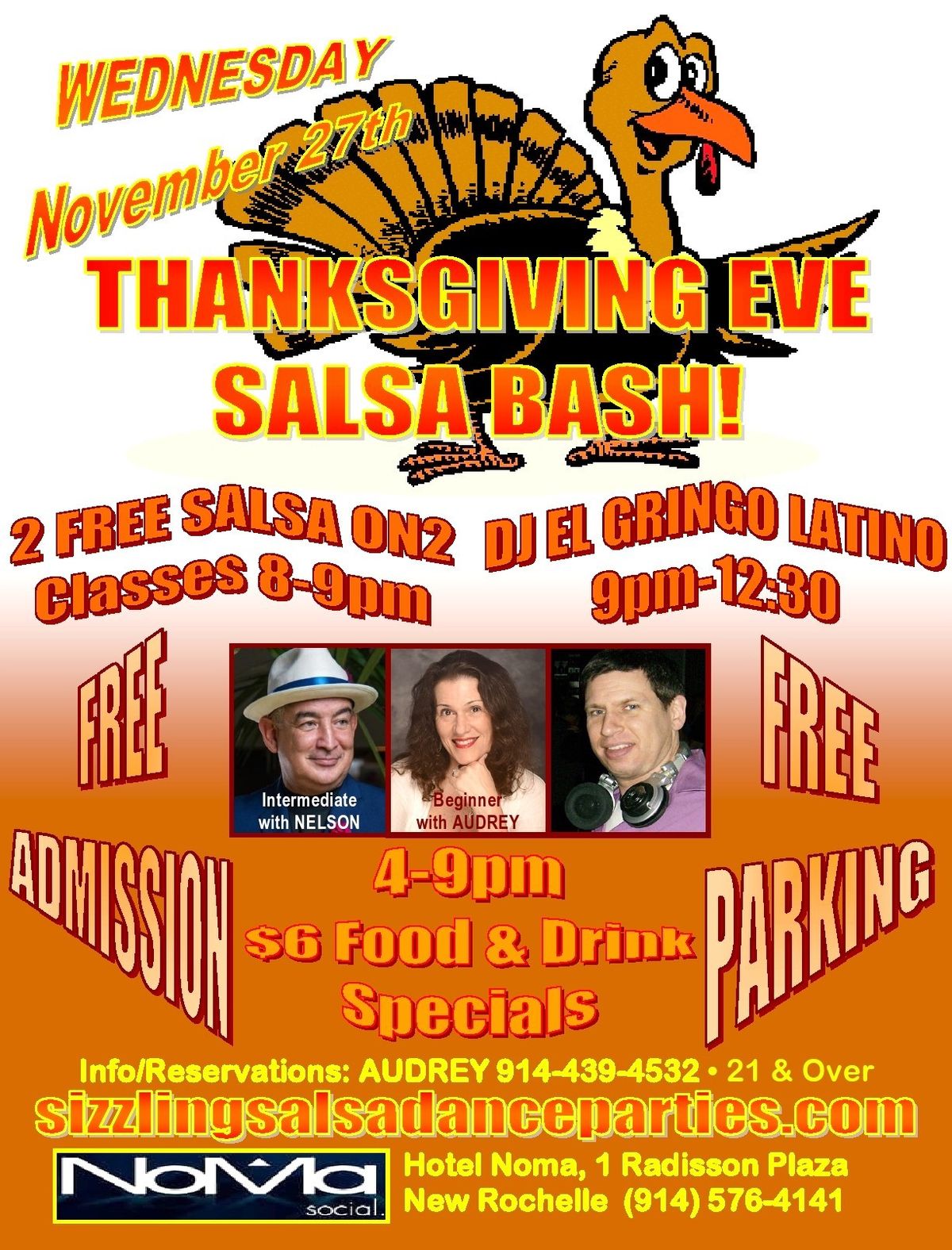 Wed 11\/27--THANKSGIVING EVE SALSA BASH--2 FREE Classes--FREE Admission\/Parking--DJ EL GRINGO LATINO