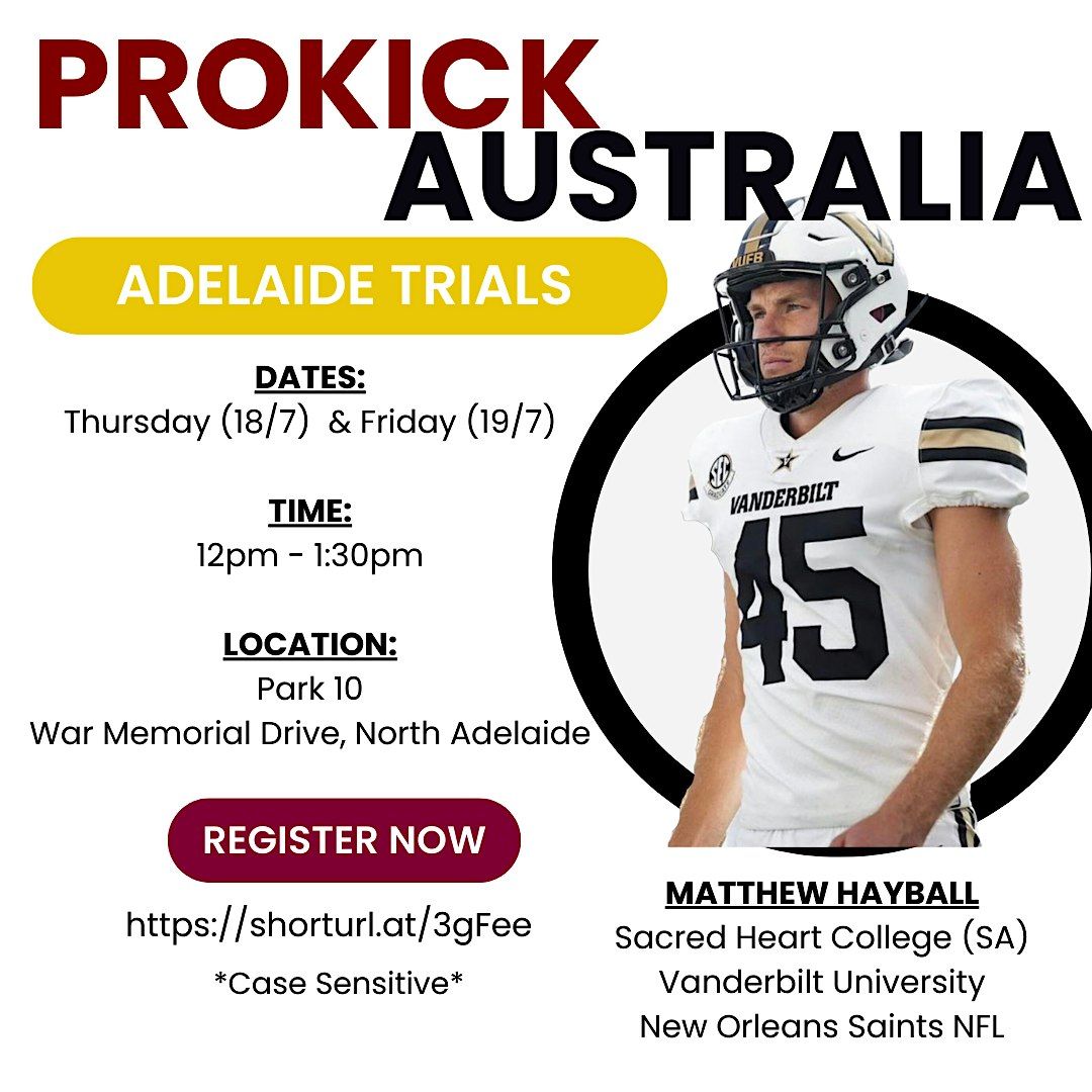 Prokick Australia - ADELAIDE TRY-OUTS NFL *MULTIPLE SESSIONS*