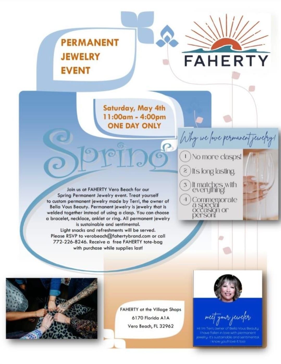 Permanent Jewelry with Bella Vous Beauty at Faherty in Vero Beach