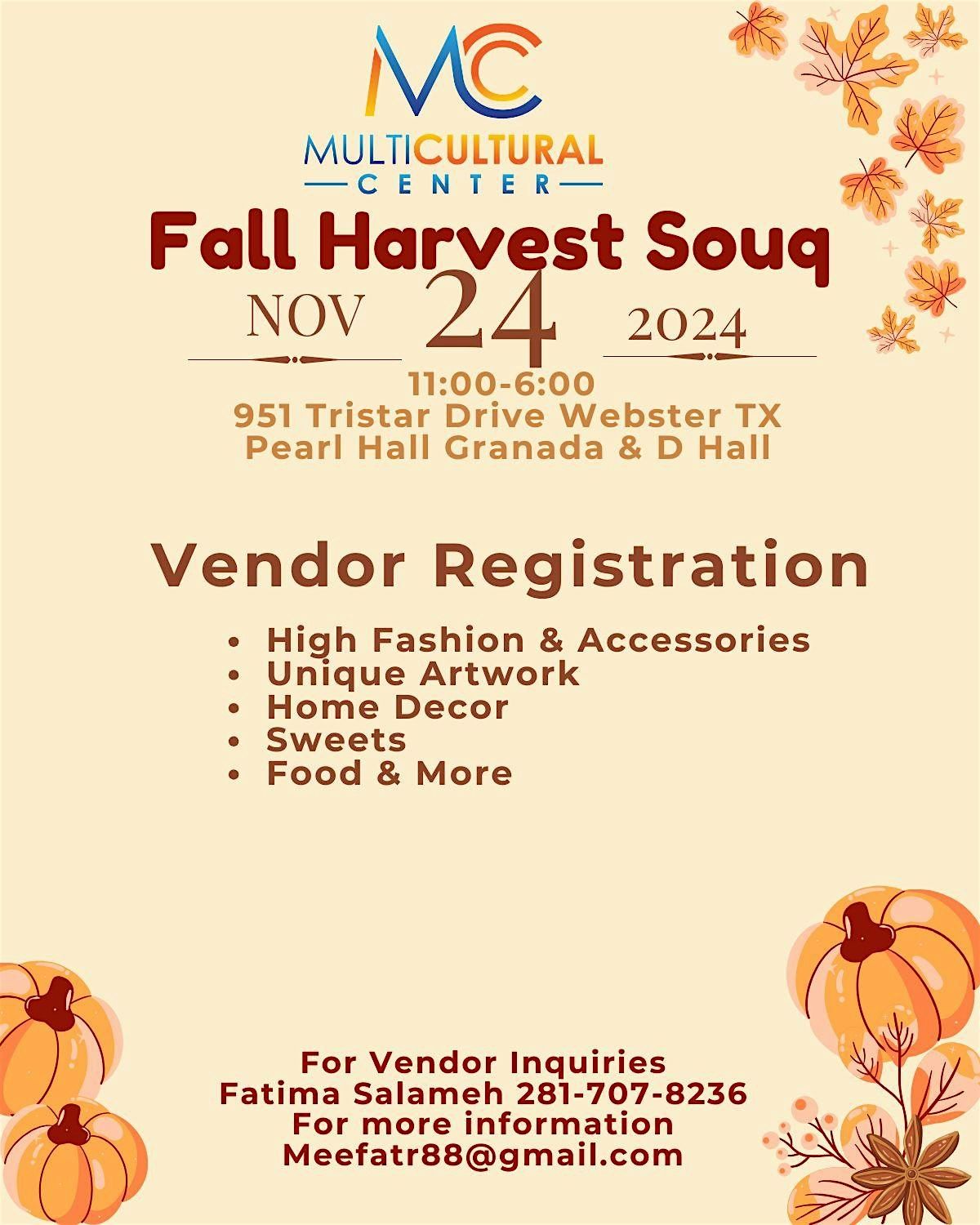 Fall Harvest Souq Vendor Registration