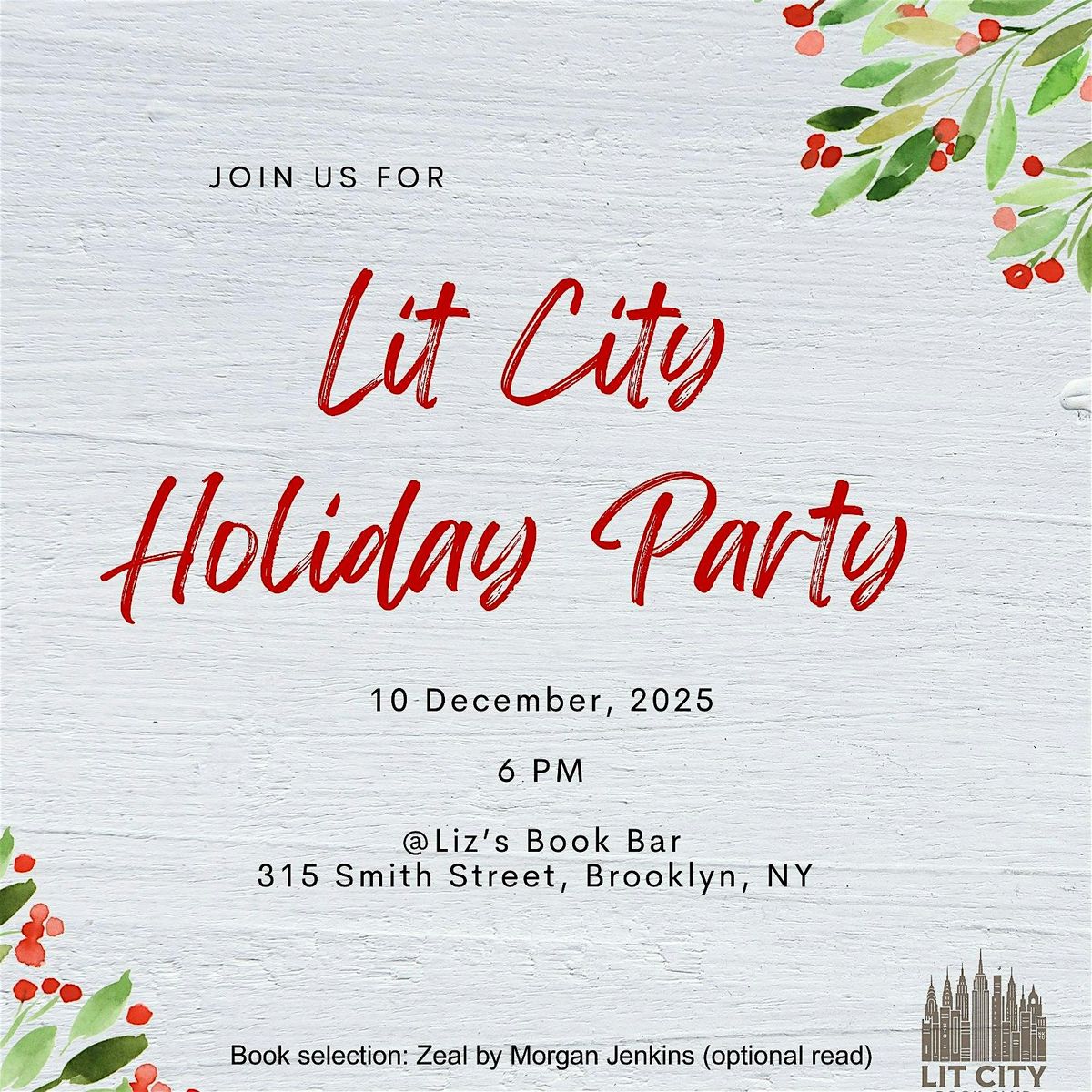 Lit City Holiday Mixer at Liz\u2019s Book Bar