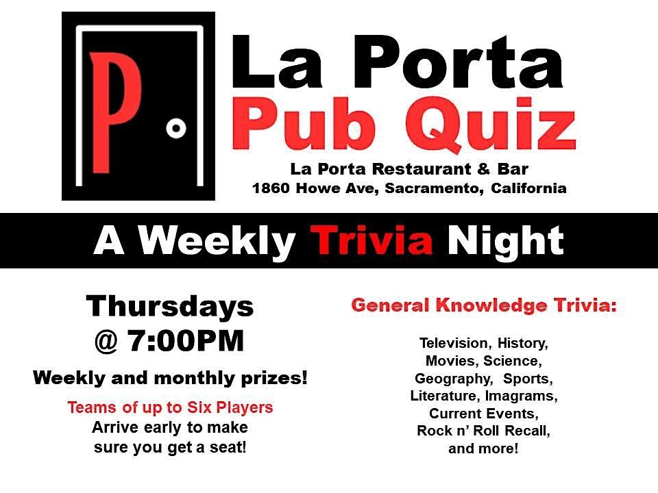 The La Porta Pub Quiz: Trivia Night at La Porta