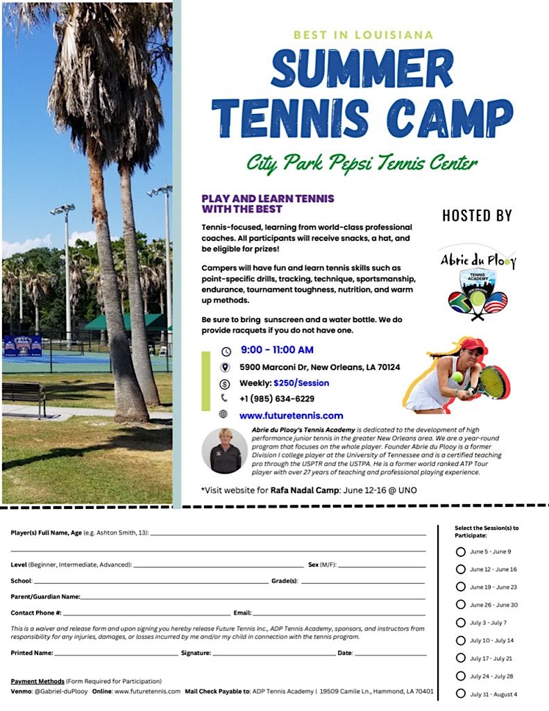Tennis Summer Camp, City Park Pepsi Tennis Center, New Orleans, 12 July ...