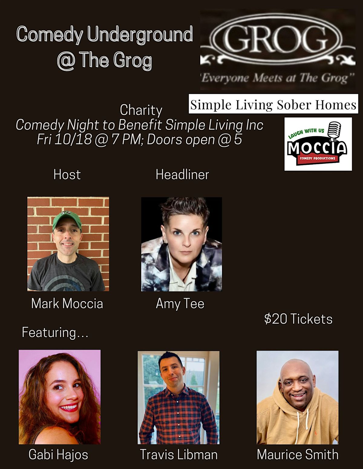 21+ Charity Comedy Underground @ The Grog to benefit Simple Living!