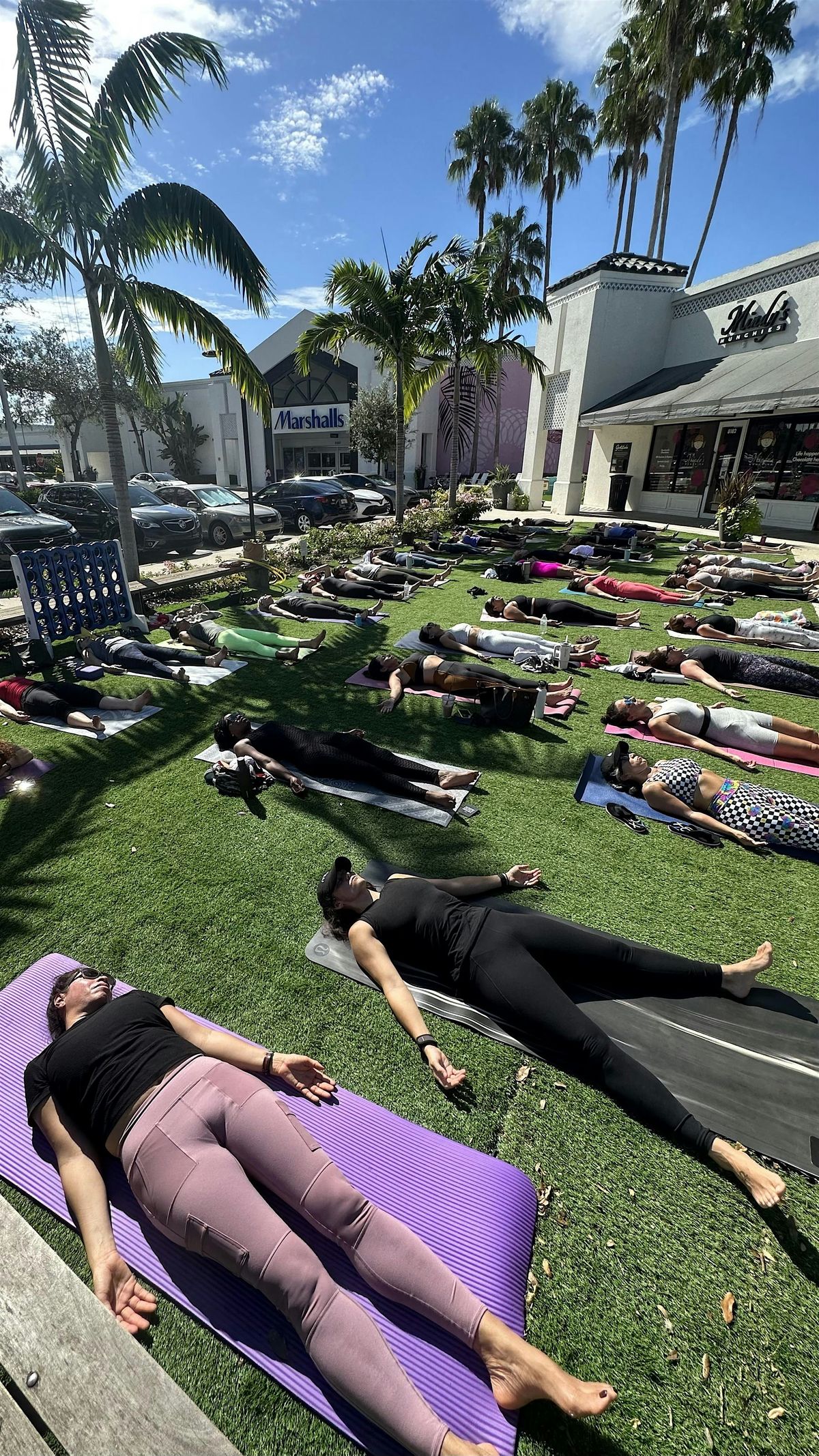 Yoga on the lawn at EDENS