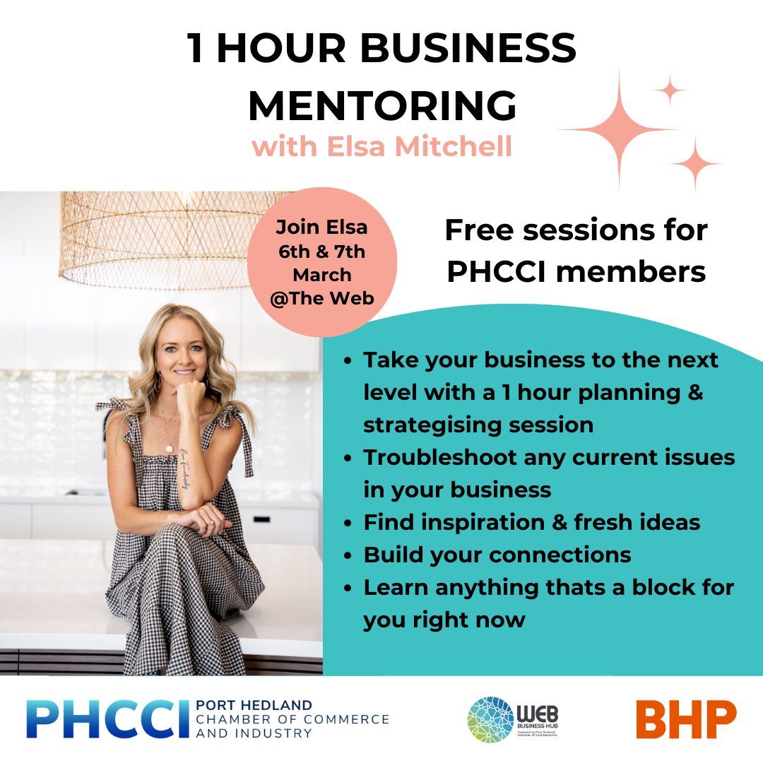 Limited FREE Mentoring Sessions for Port Hedland Chamber of Commerce Inc Members