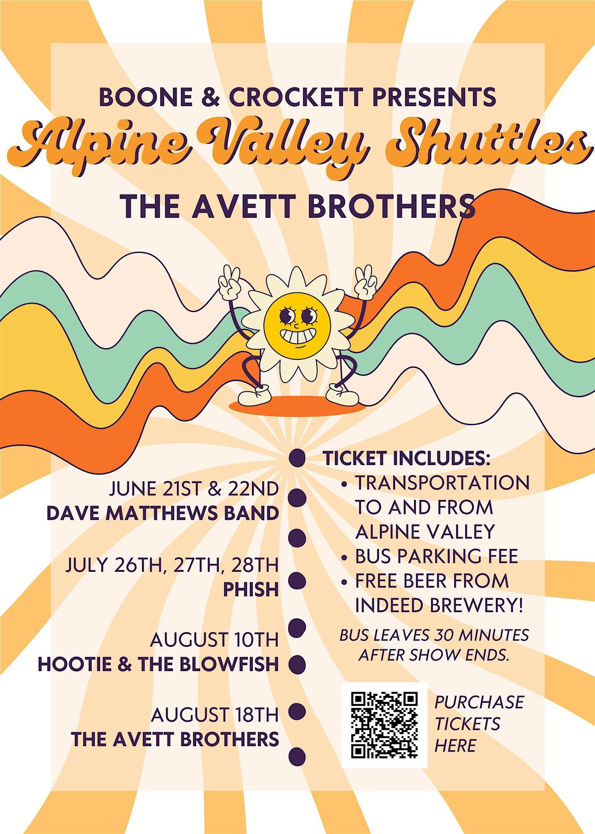 Alpine Valley Shuttle to THE AVETT BROTHERS