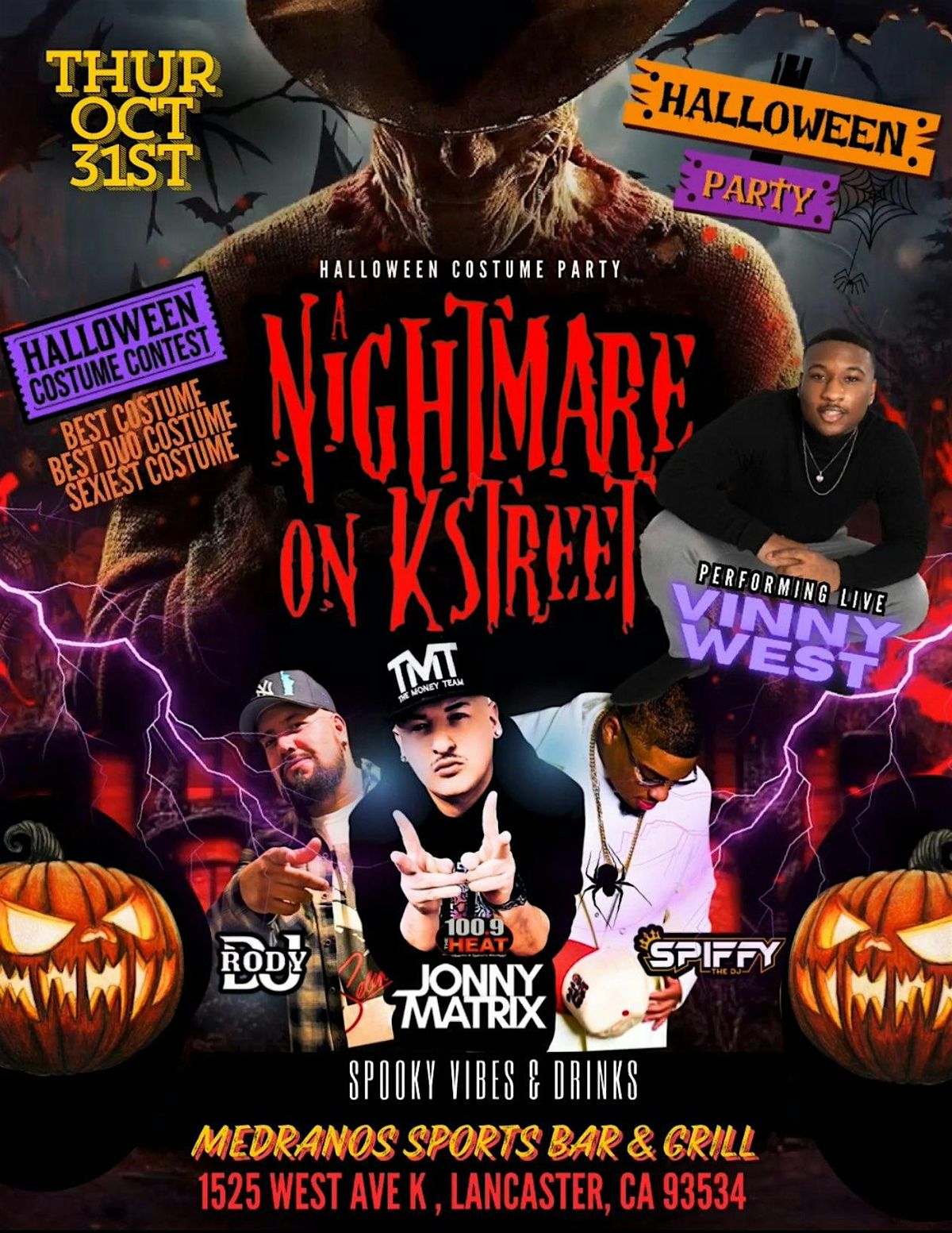 Medranos Sports Bar " Halloween Party" w\/ Special Guest VINNYWEST