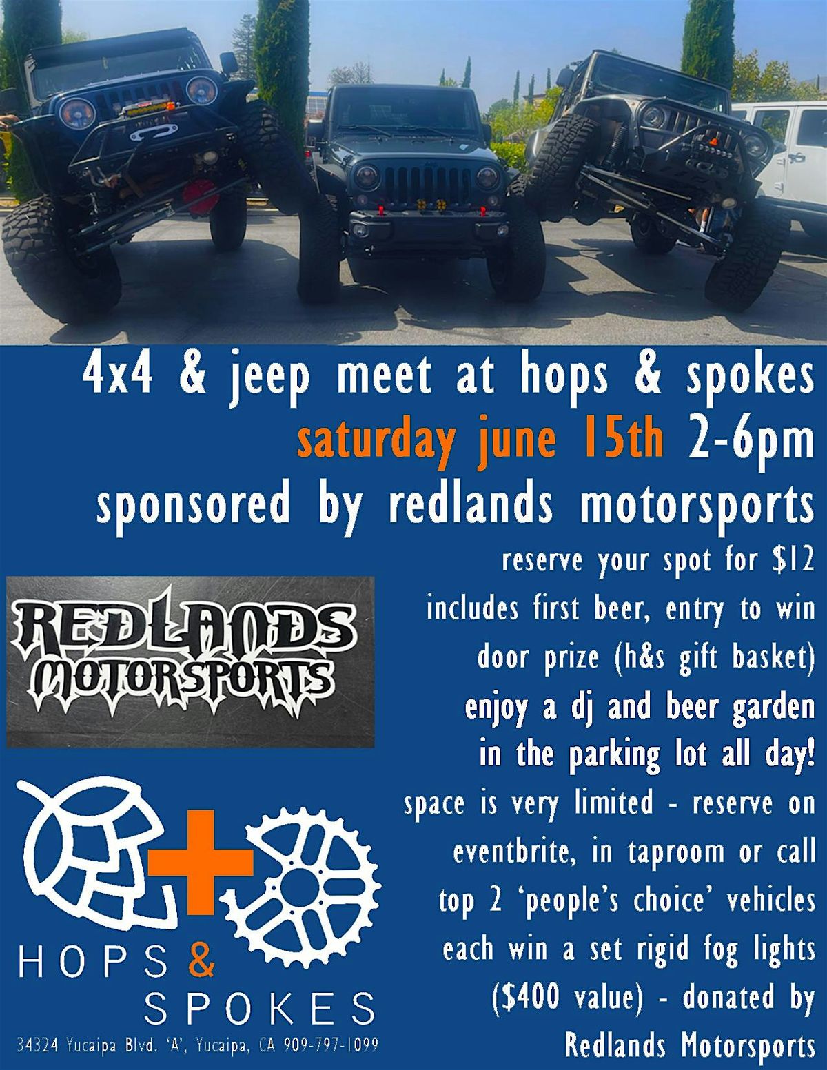 Reserve your spot for Hops & Spokes Brewing Co's Trunk or Treat Jeep Meet