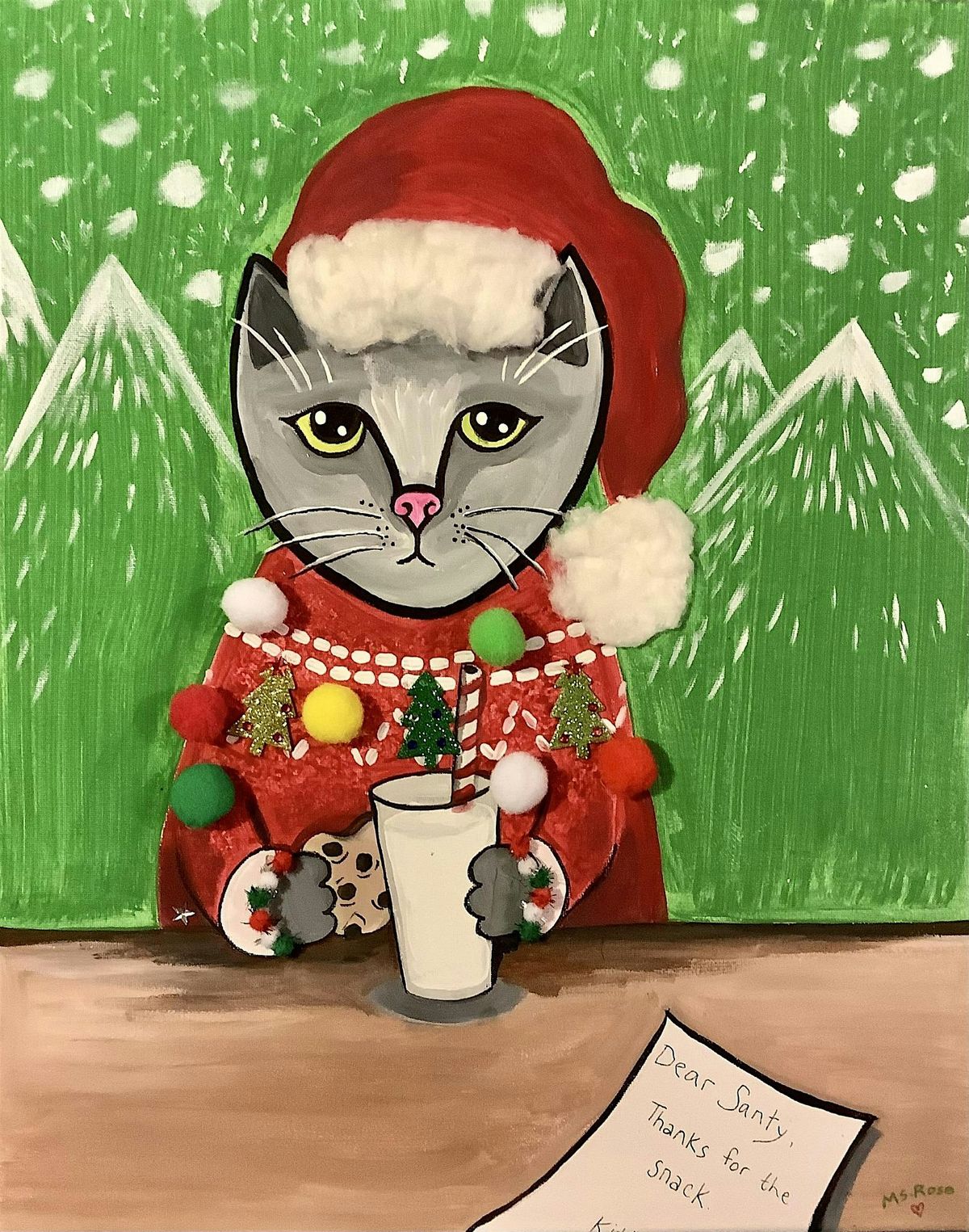 Paint Day for Adults (18+ yrs.)- KITSCHY XMAS KITTY