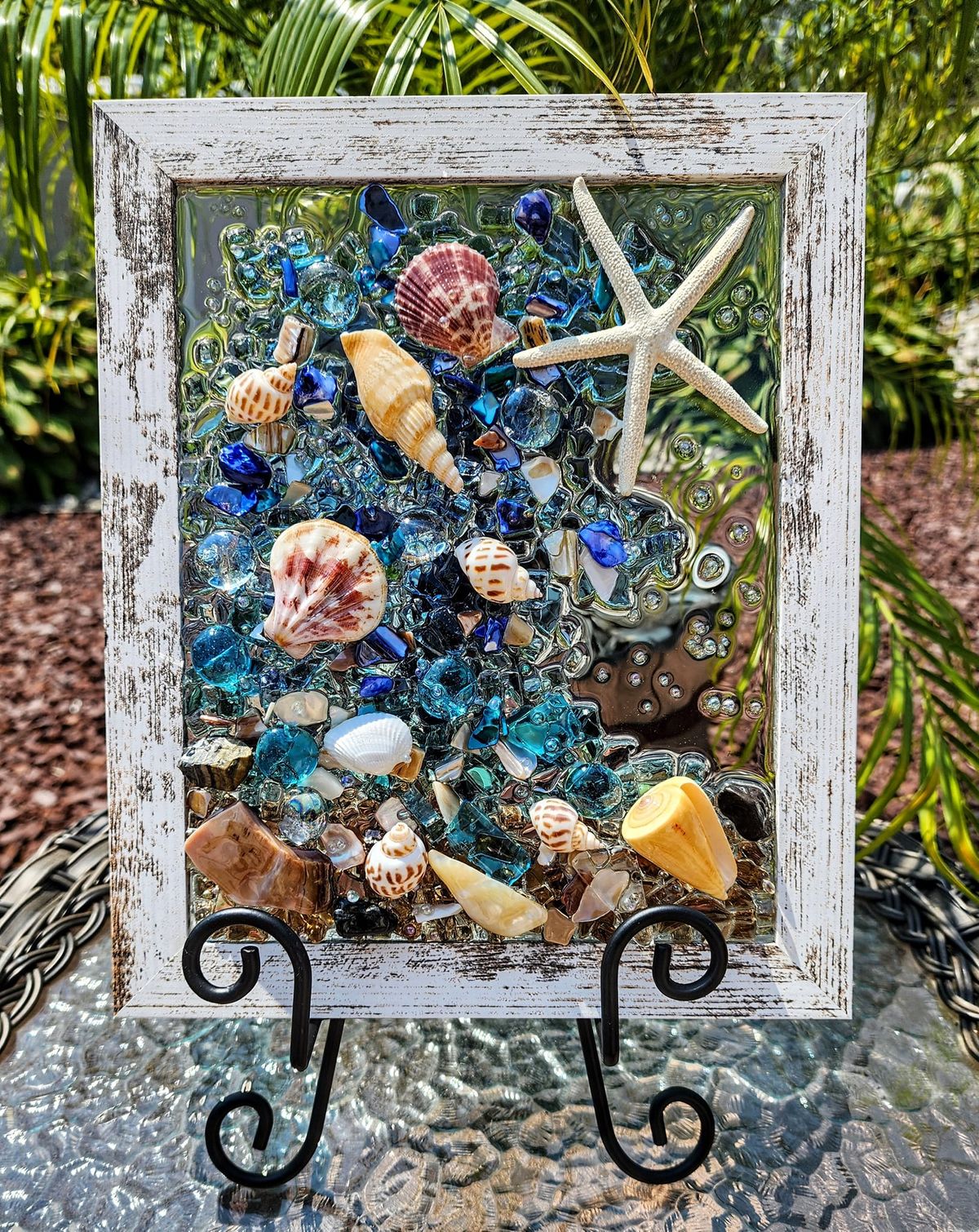 \ud83c\udf0aNEW DATE\ud83c\udf0a Creative Workshop Shattered Glass Framed Art "Beachy Vibes"