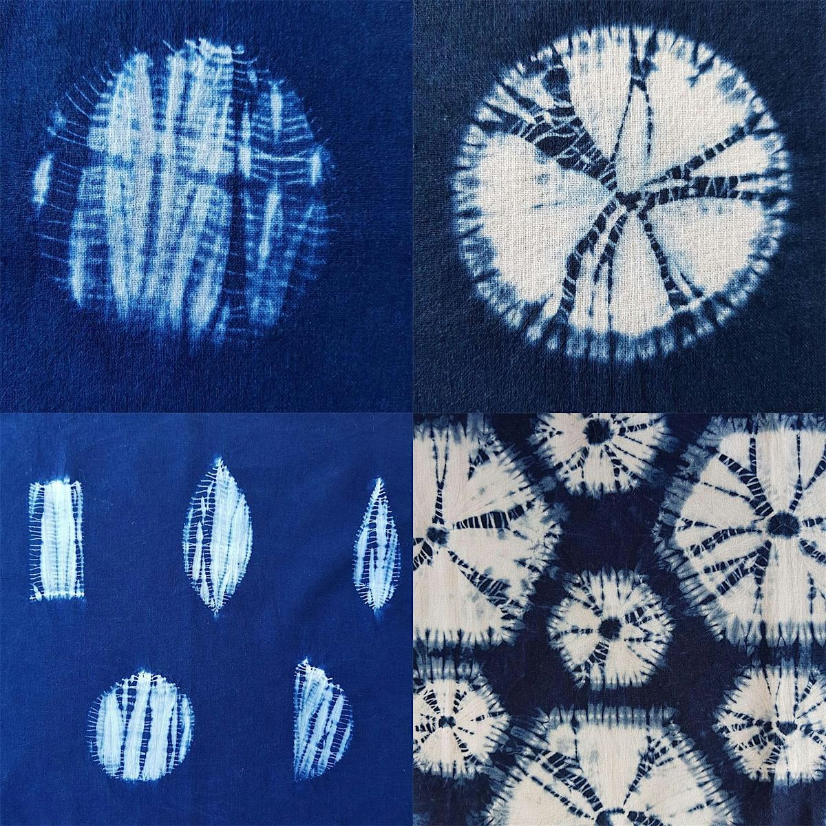 Guntai & Makiage (stitching and binding) shibori resist dyeing with indigo