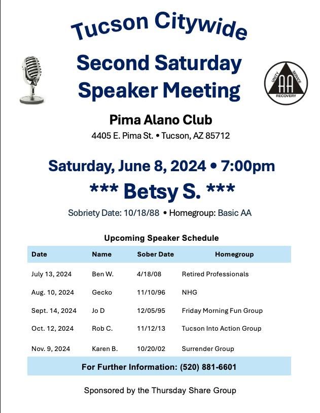 Tucson Citywide Second Saturday Speaker Meeting