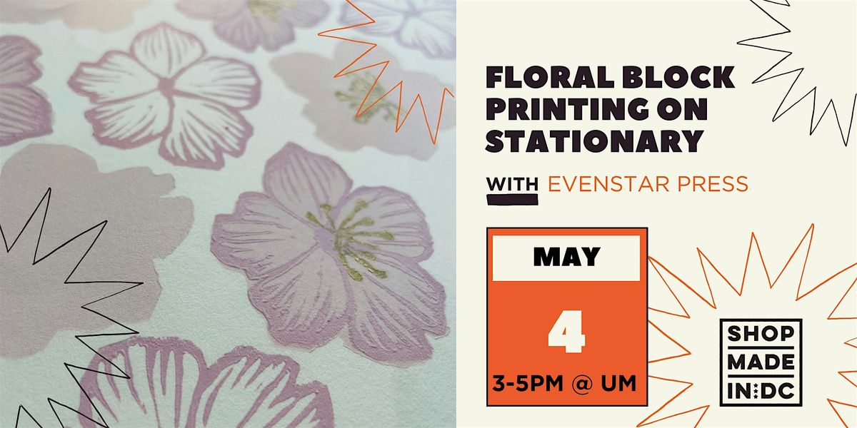 Floral Block Printing on Stationary w\/Evenstar Press