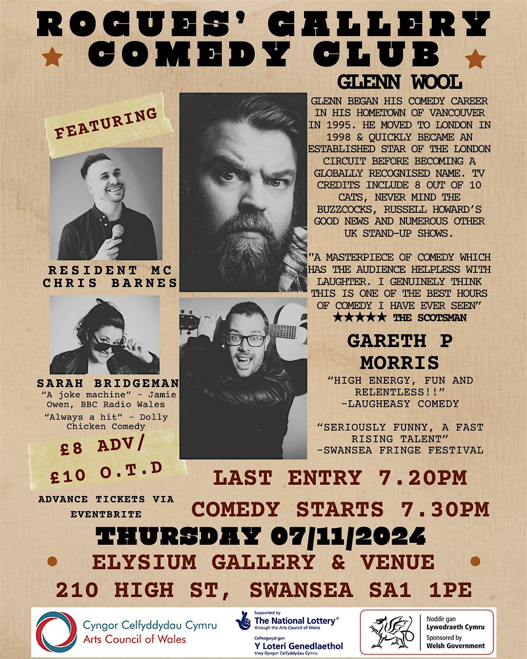 Rogues' Gallery Comedy Club w\/ Glenn Wool + Gareth Morris + Sarah Bridgeman