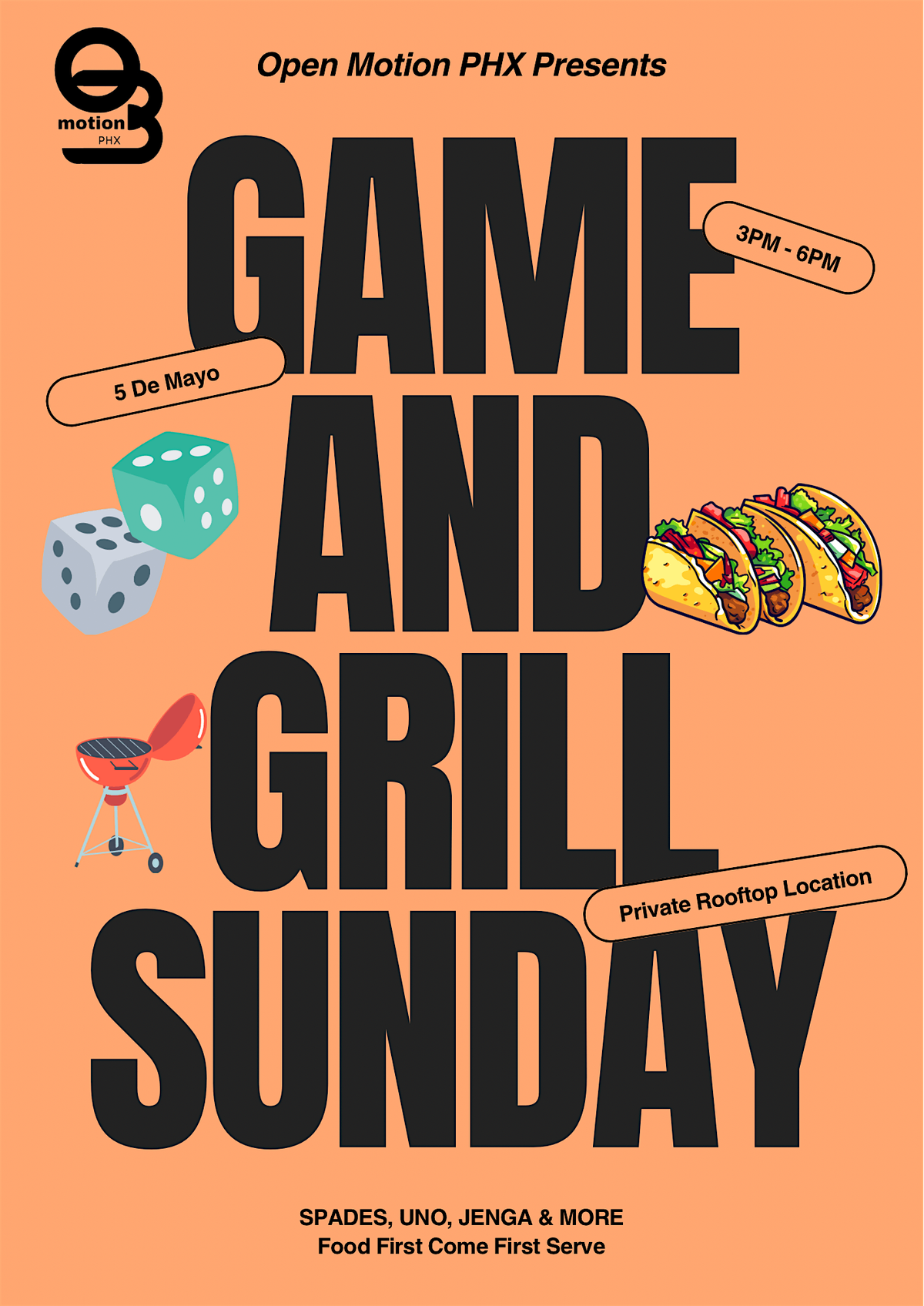 First Sundays GAME + GRILL Night with OpenMotion PHX