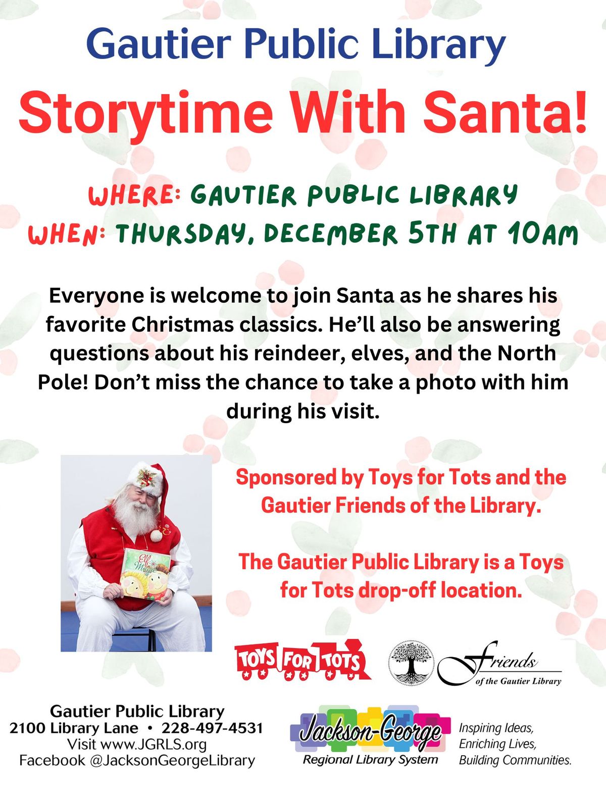 Storytime with Santa at Gautier Public Library!