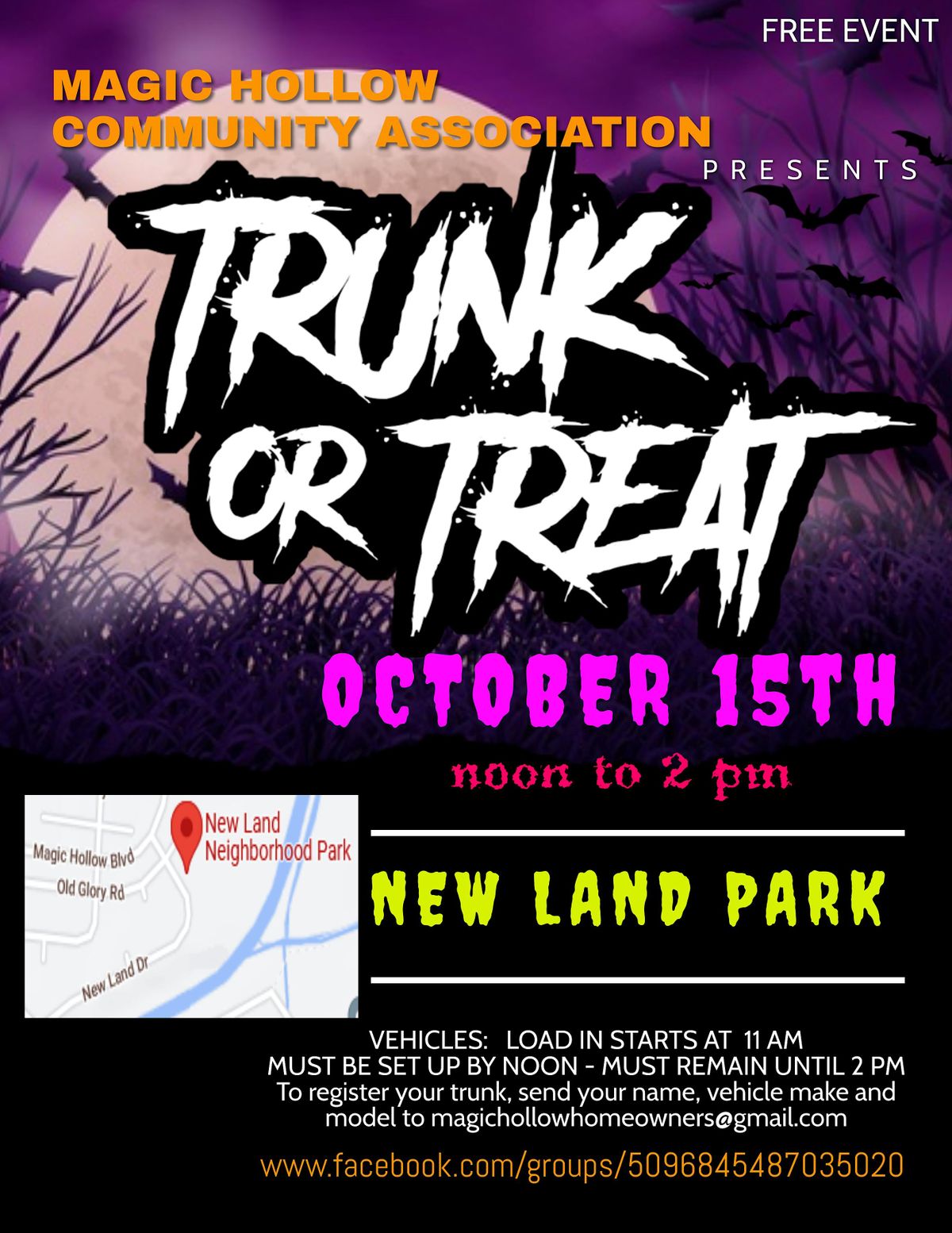 Trunk or Treat hosted by Magic Hollow Community Association, New Land