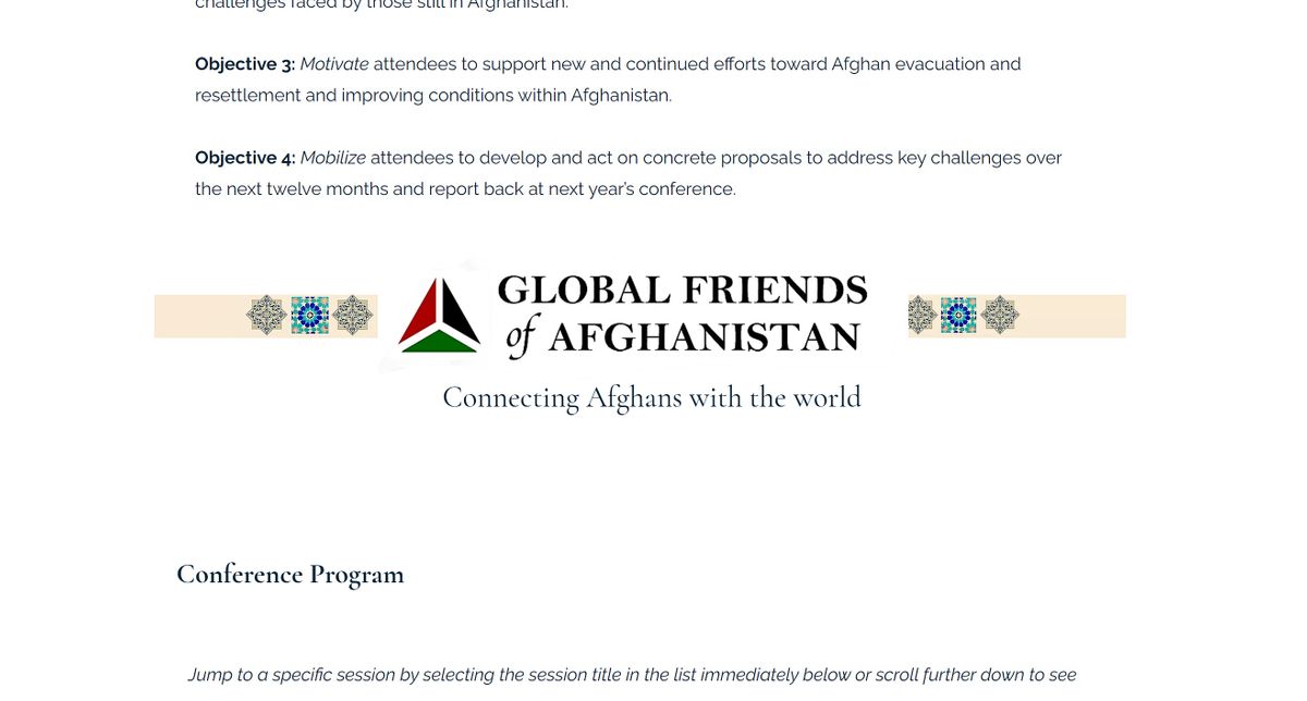 Global Friends of Afghanistan 1st Annual Conference