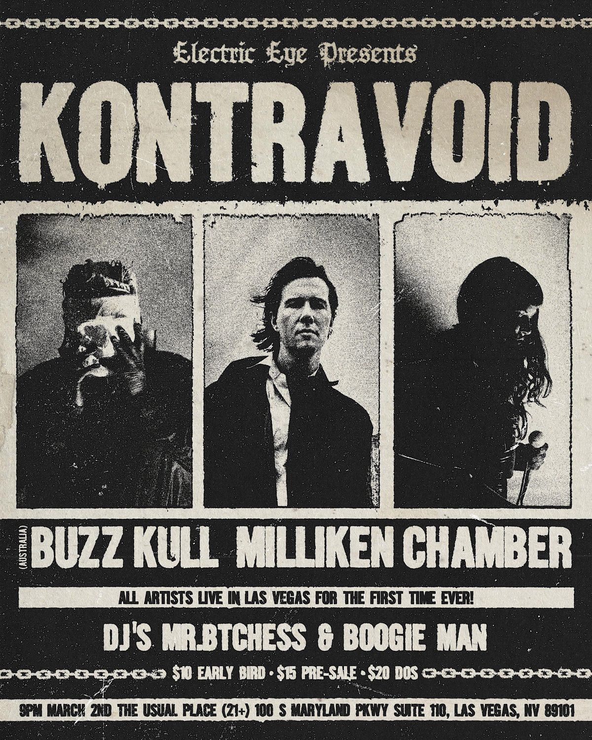 Kontravoid, Buzz Kull & Milliken Chamber at the Usual Place