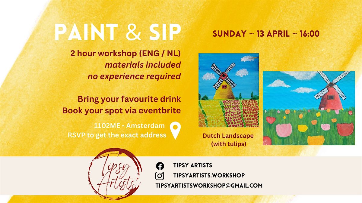 Paint & Sip Workshop - Dutch Landscape with Tulips (Learn how to paint!)