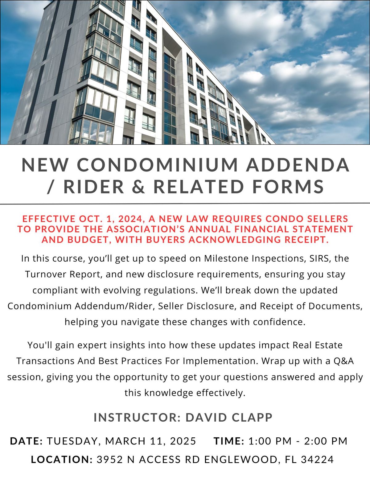 NEW Condominium Addenda \/ Rider & Related Forms