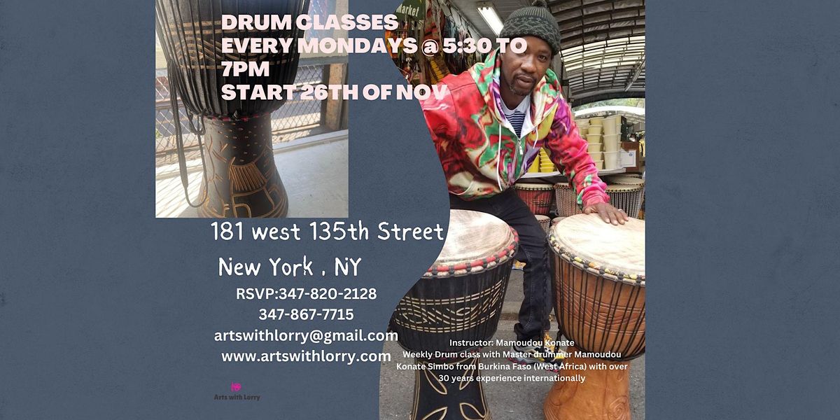 MASTER DRUM CLASS WITH MAMOUDOU and FOUR (4) WEEKS WORKSHOP