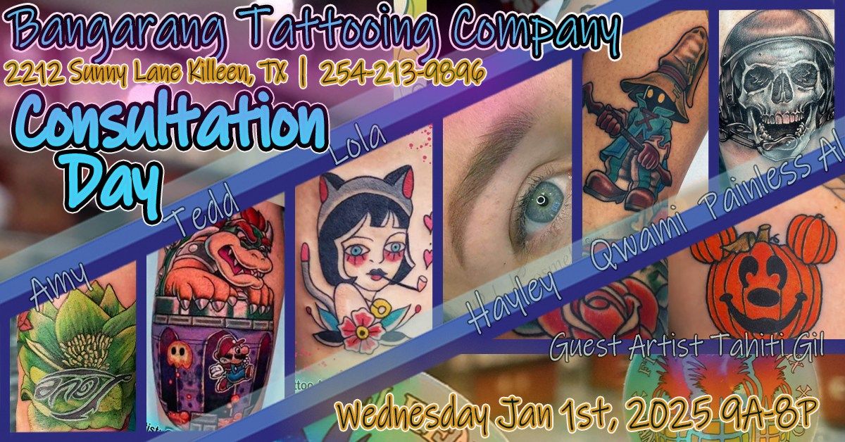 January 1st 9a-8p | Tattoo Consultation Day | Bangarang Tattooing Company 