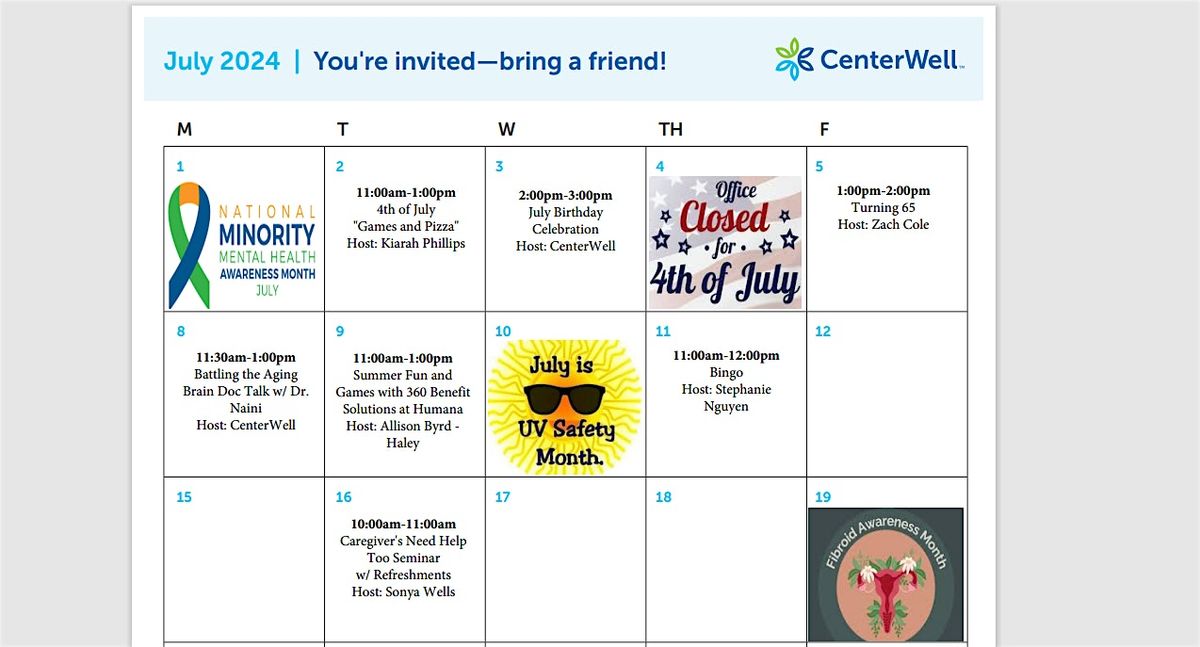 CenterWell South Garland Presents - Bingo
