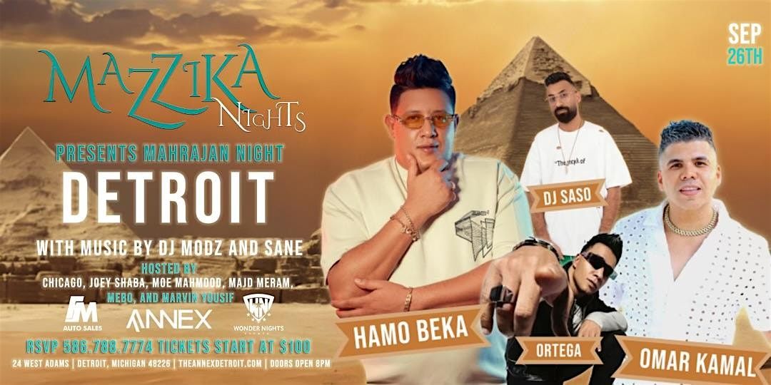 Mazzika Nights presents Mahrajan Night Detroit at on September 26th!