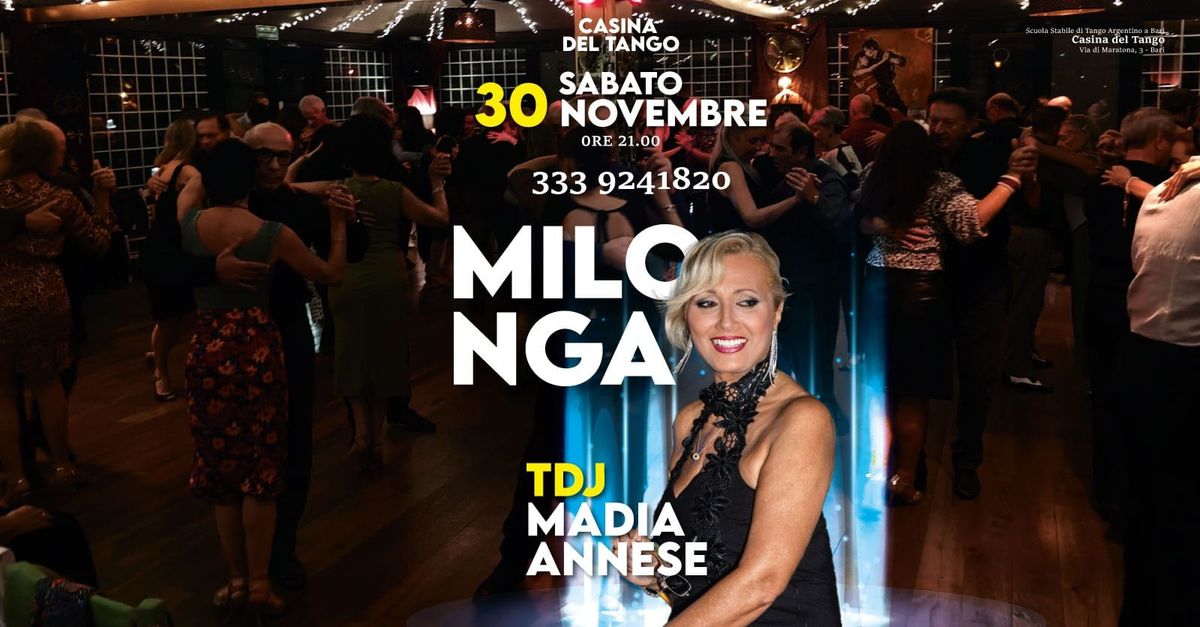 MILONGA CASINA DEL TANGO SABATO 30 NOVEMBRE TDJ MADIA ANNESE