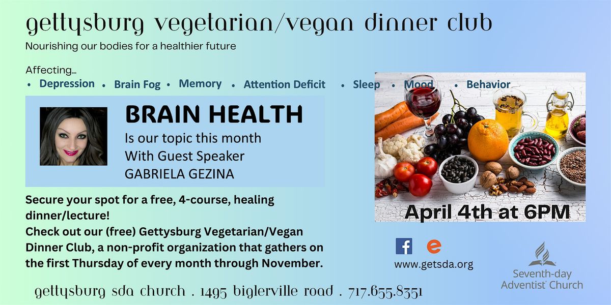 BRAIN HEALTH - Presented by Gettysburg Vegetarian Dinner Club