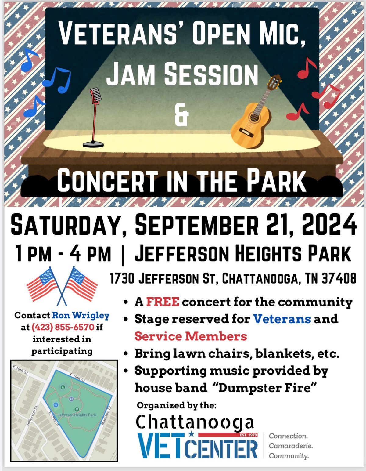Veteran\u2019s Open Mic, Jam Session & Concert in the Park