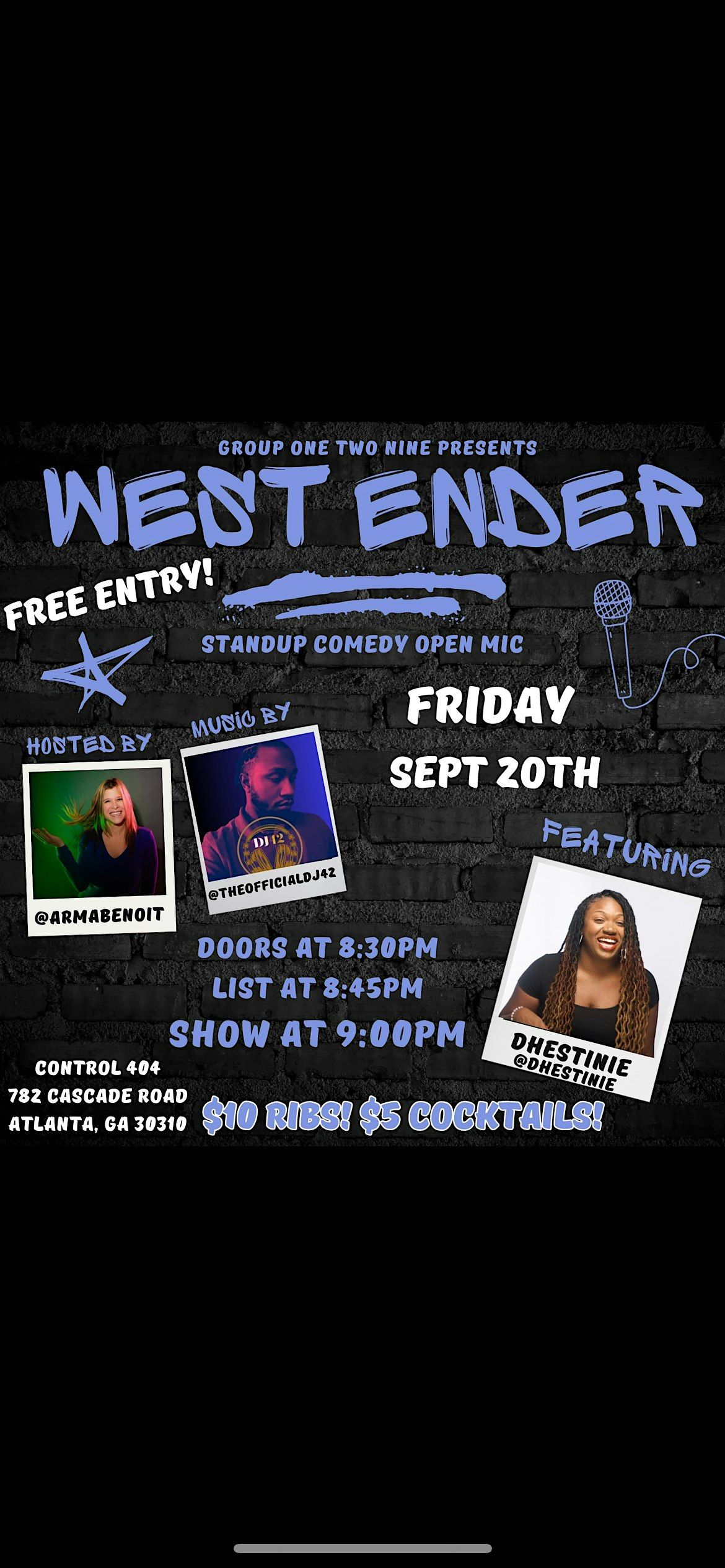 Free Comedy & $10 ribs  in the West End