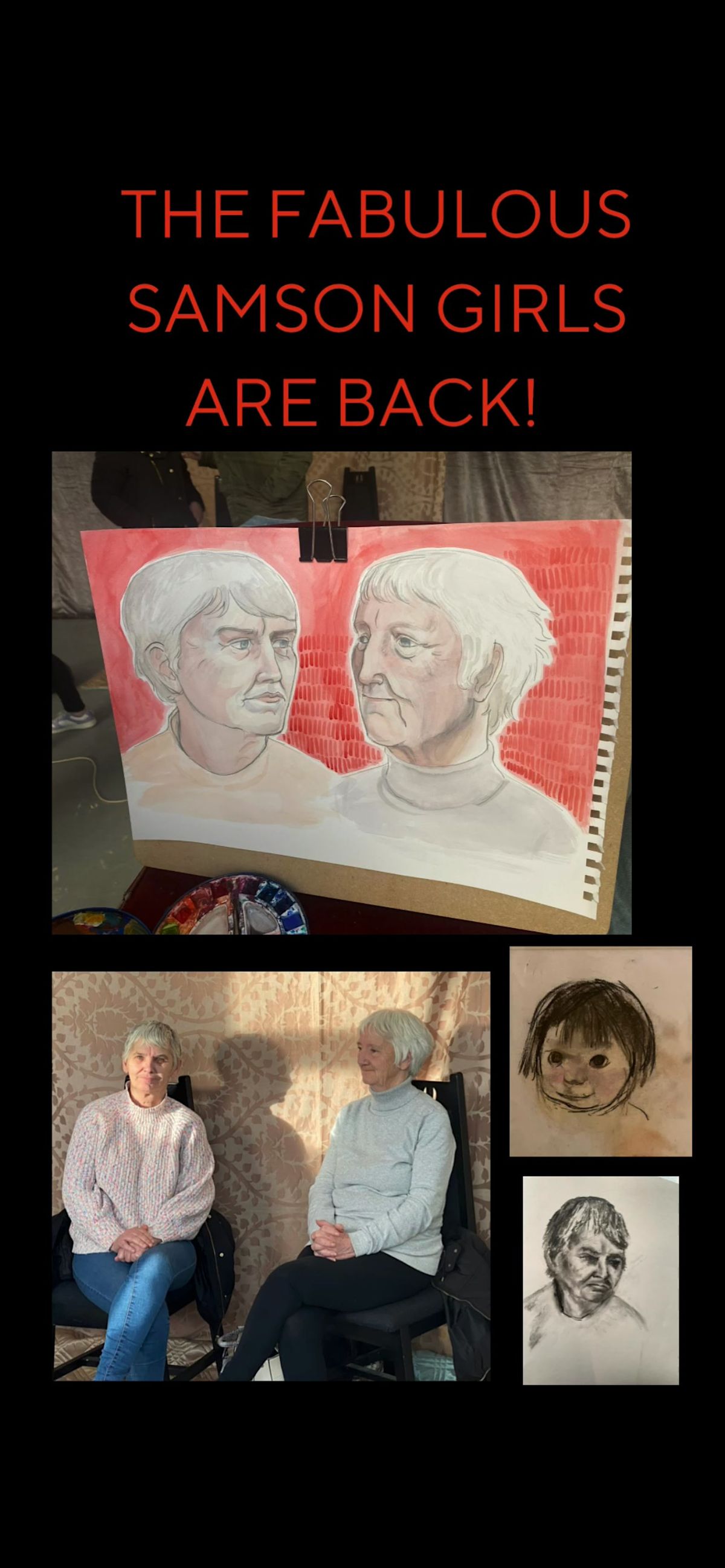 Portrait life drawing session with Joan Eardleys \u2018Samson Girls\u2019 They are still sitting!