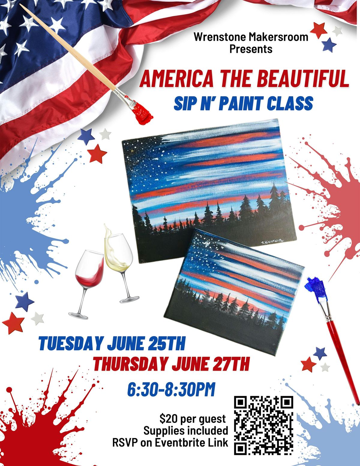 America the Beautiful Sip n paint - Thursday