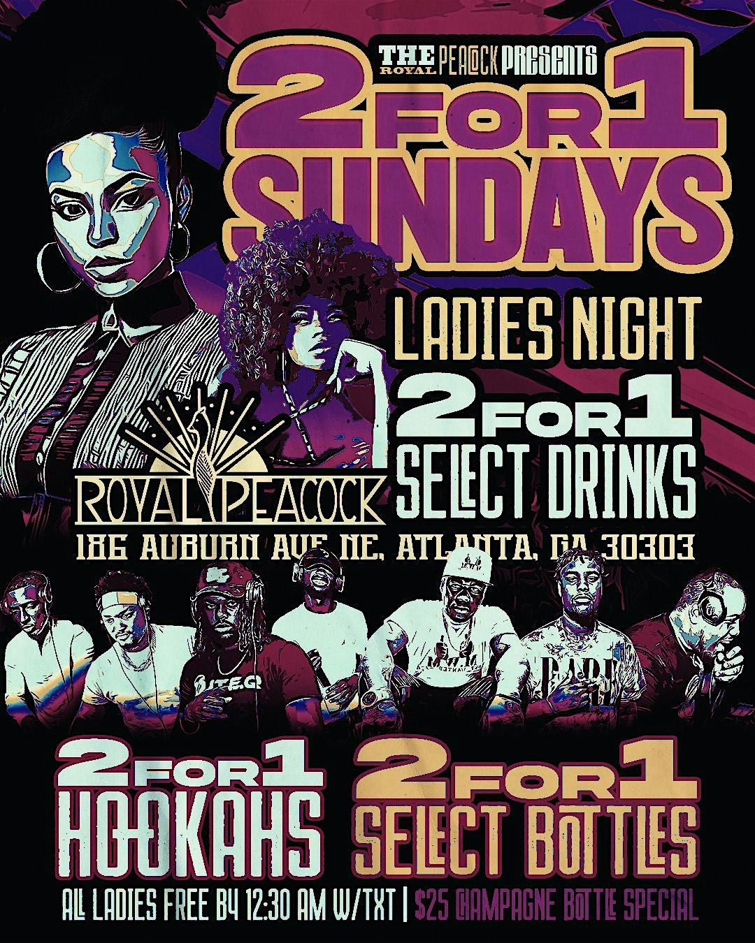 2 For 1 Sundays @ Royal Peacock Lounge | 10pm-4am | Ladies Night