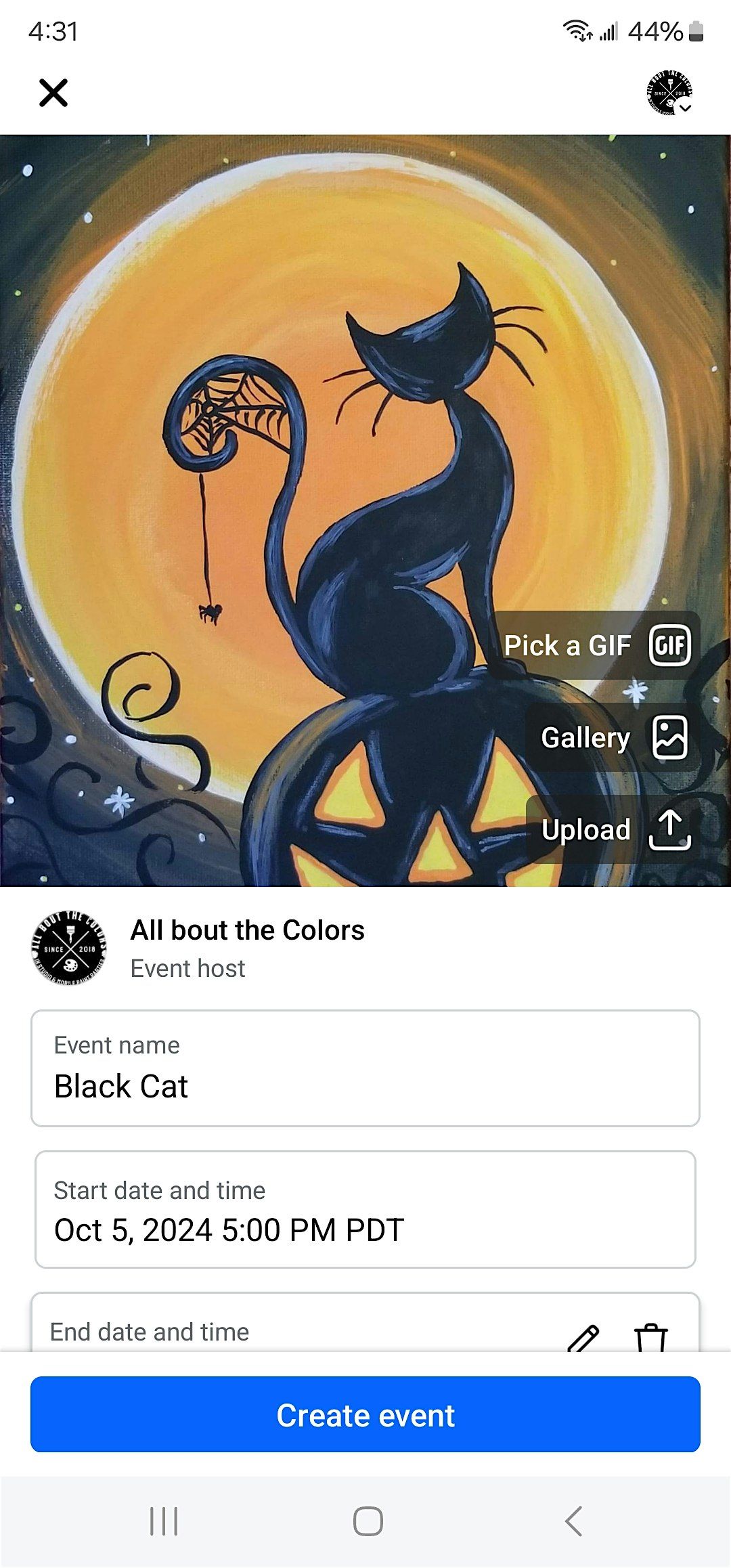 BLACK CAT ON A PUMPKIN