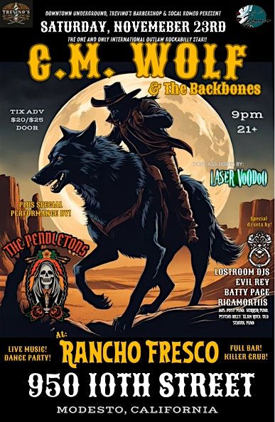 C.M. Wolf and The Backbones +  Special Guest The Pendletons Live in Modesto