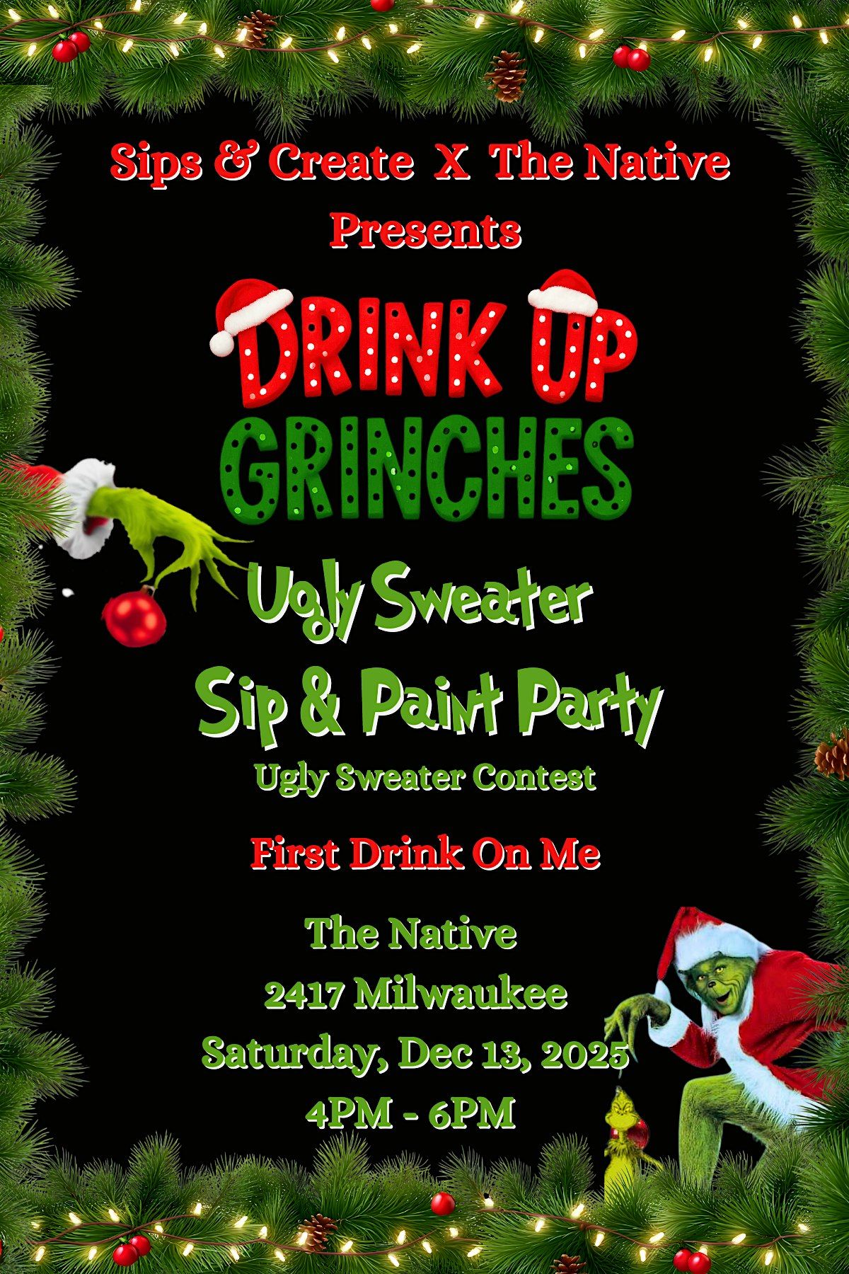 Ugly Sweater Sip & Paint Party I Sips & Create x The Native