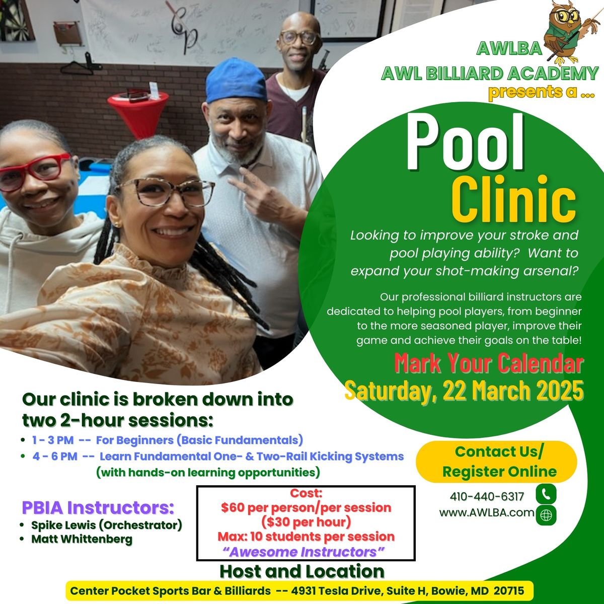 AWL Billiard Academy Pool Clinic